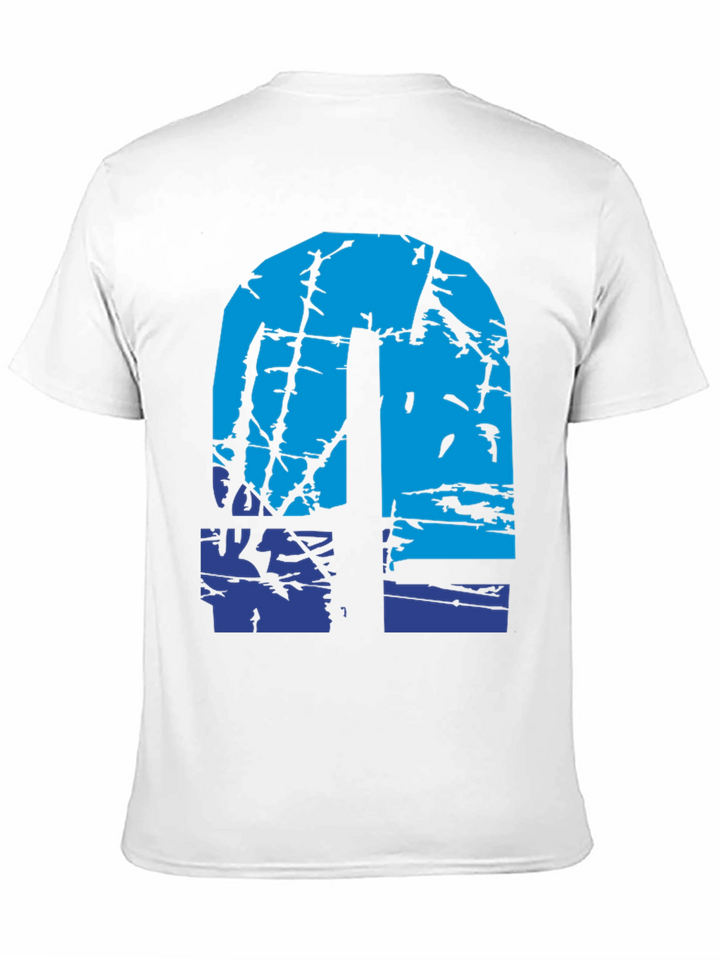 Abstract Blue Graphic Print Black T-Shirt