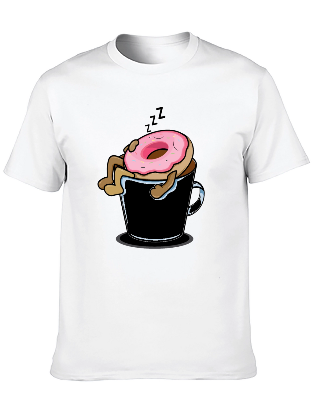 Donut Sleeping in Coffee Mug Graphic T-Shirt