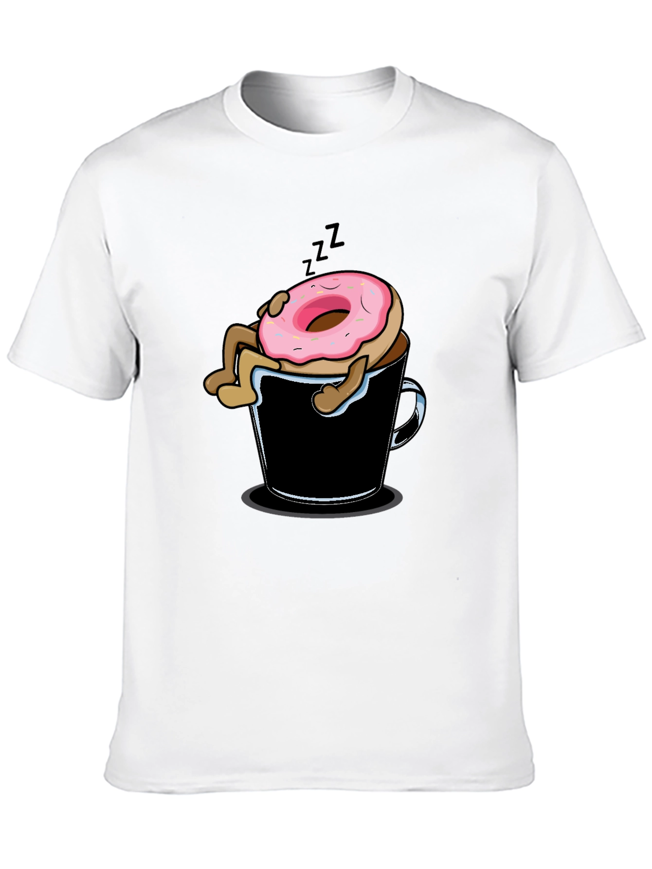 Donut Sleeping in Coffee Mug Graphic T-Shirt