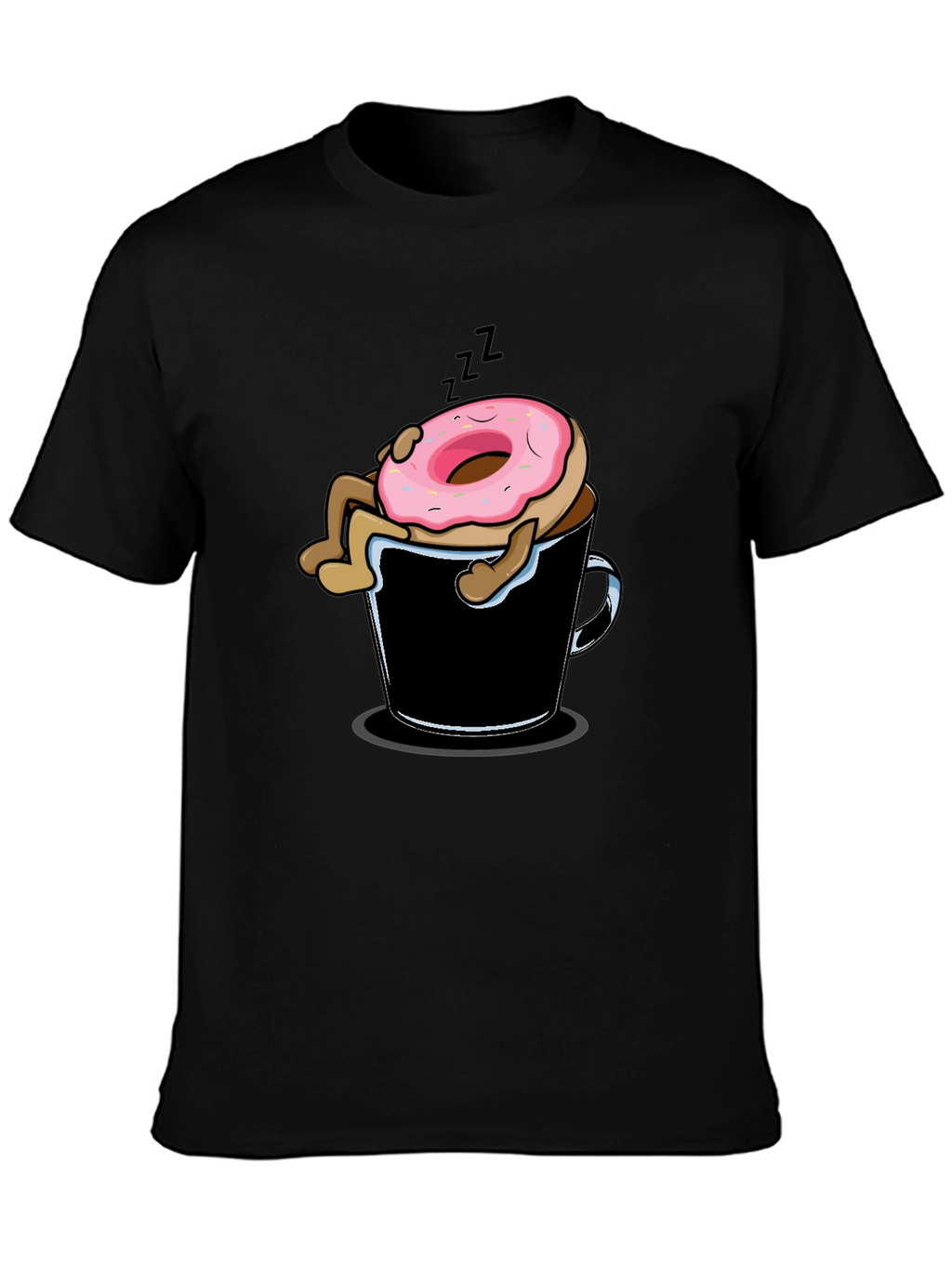 Donut Sleeping in Coffee Mug Graphic T-Shirt