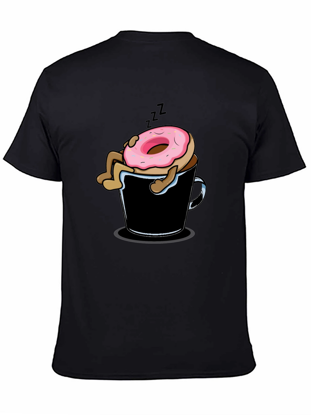 Donut Sleeping in Coffee Mug Graphic T-Shirt
