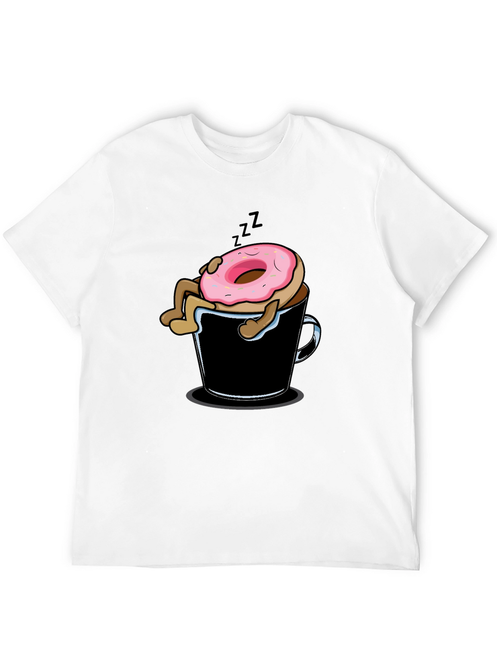 Donut Sleeping in Coffee Mug Graphic T-Shirt