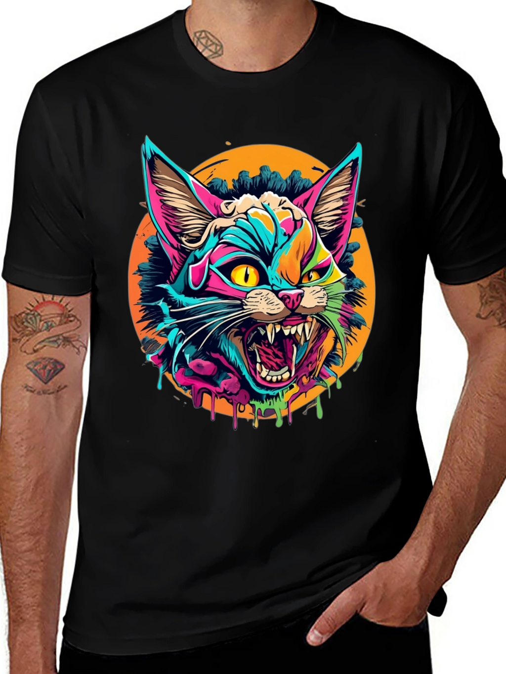 Vibrant Cat Graphic T-Shirt