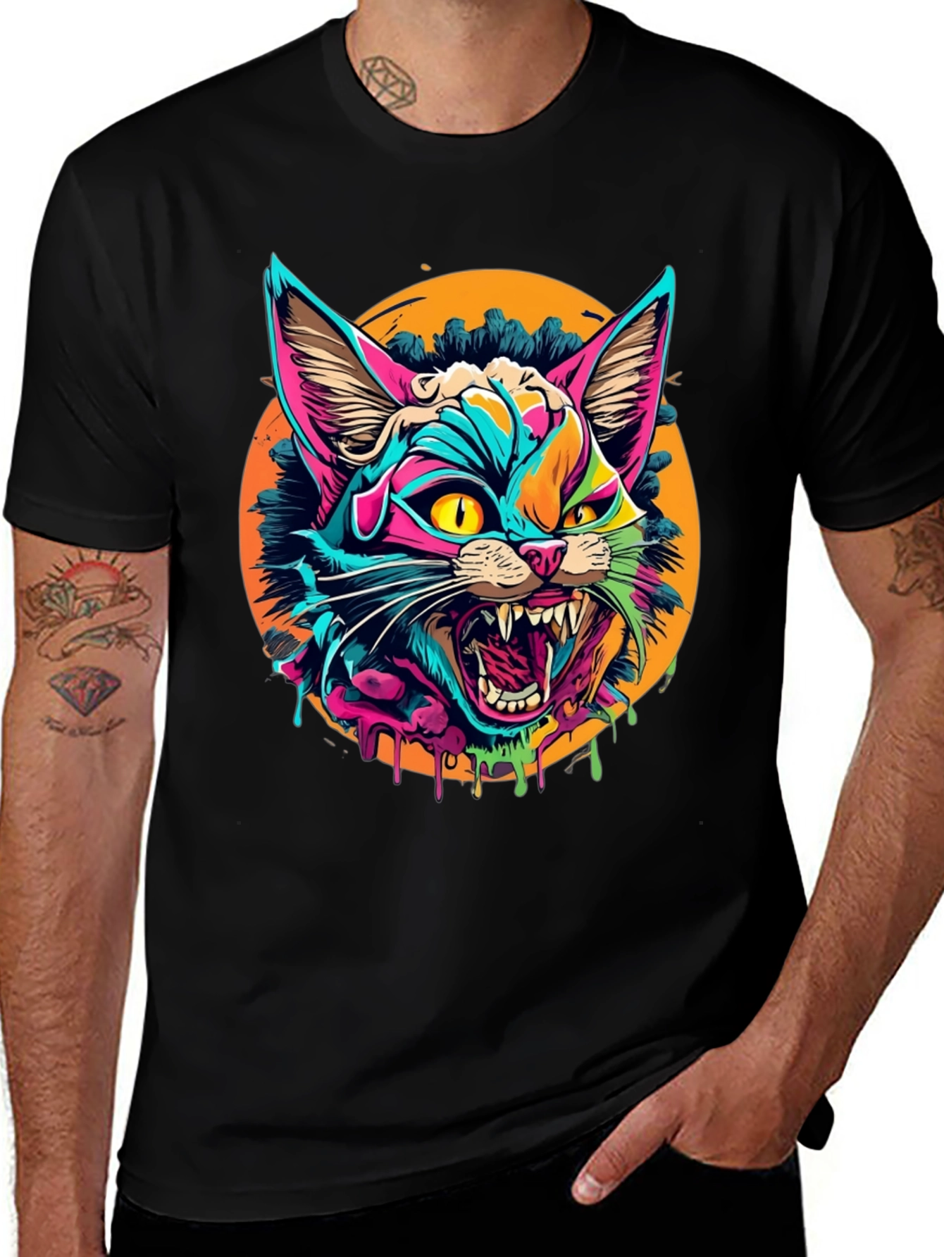 Vibrant Cat Graphic T-Shirt