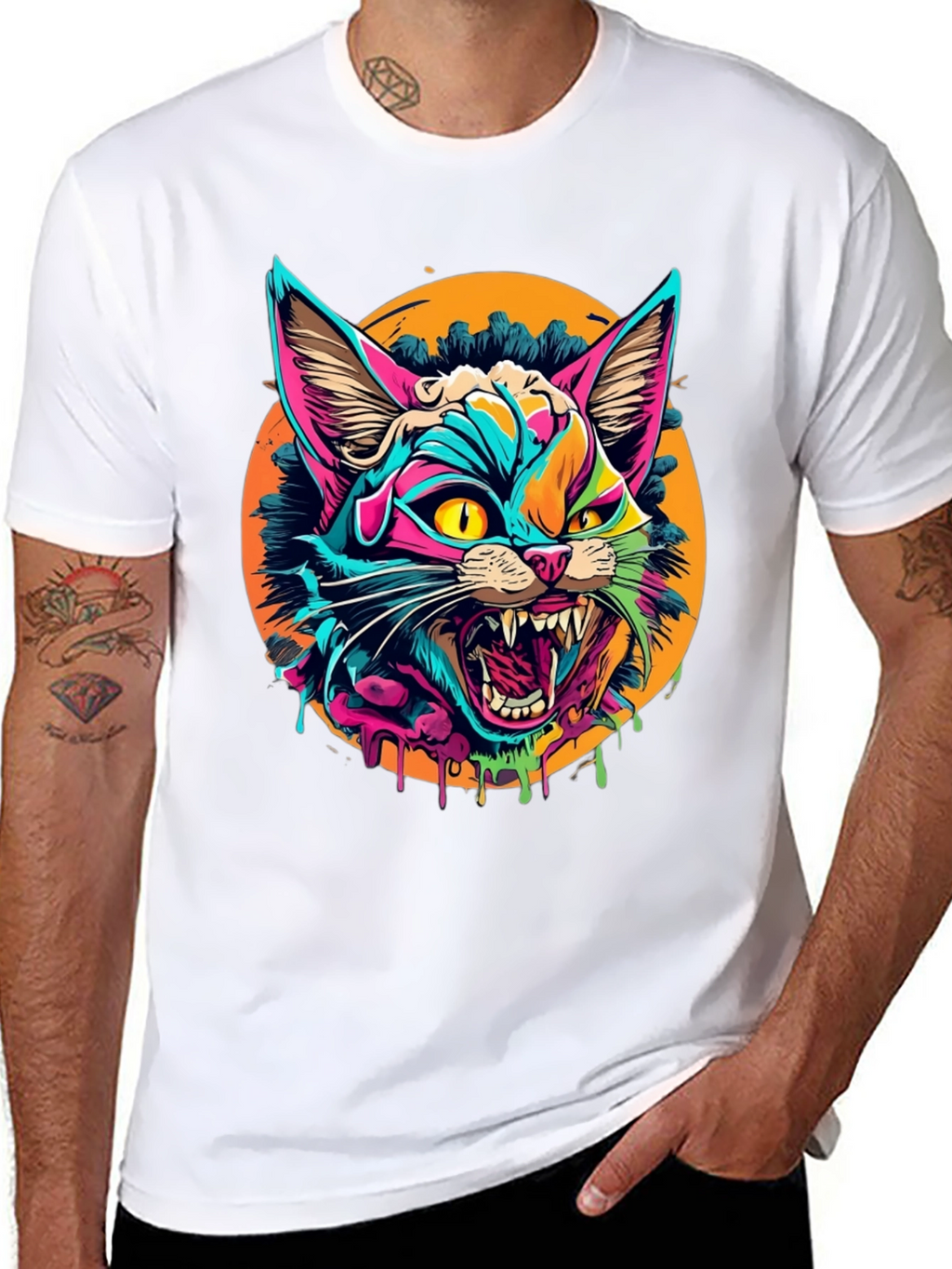 Vibrant Cat Graphic T-Shirt