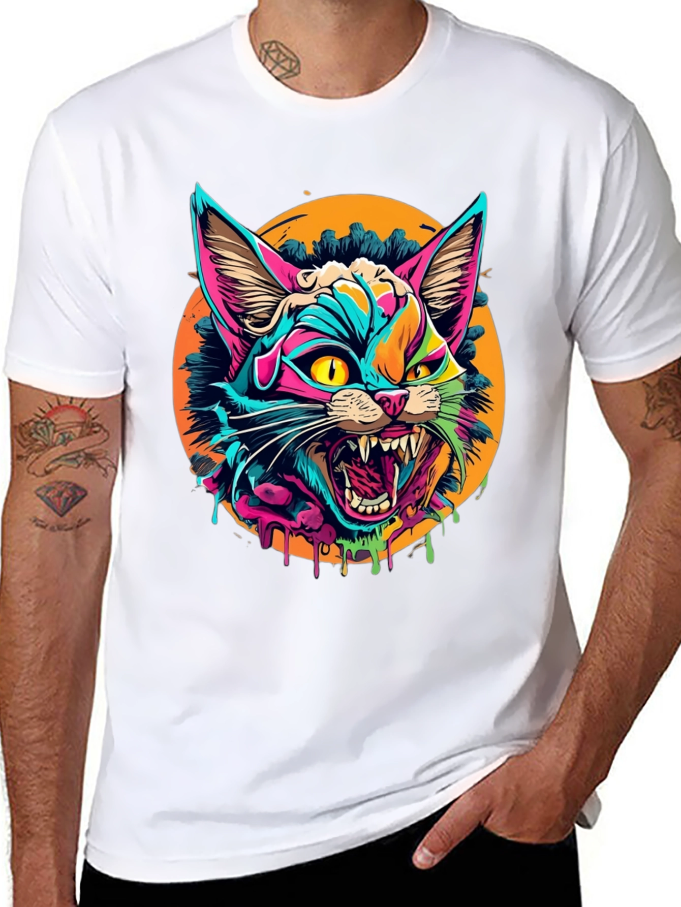 Vibrant Cat Graphic T-Shirt