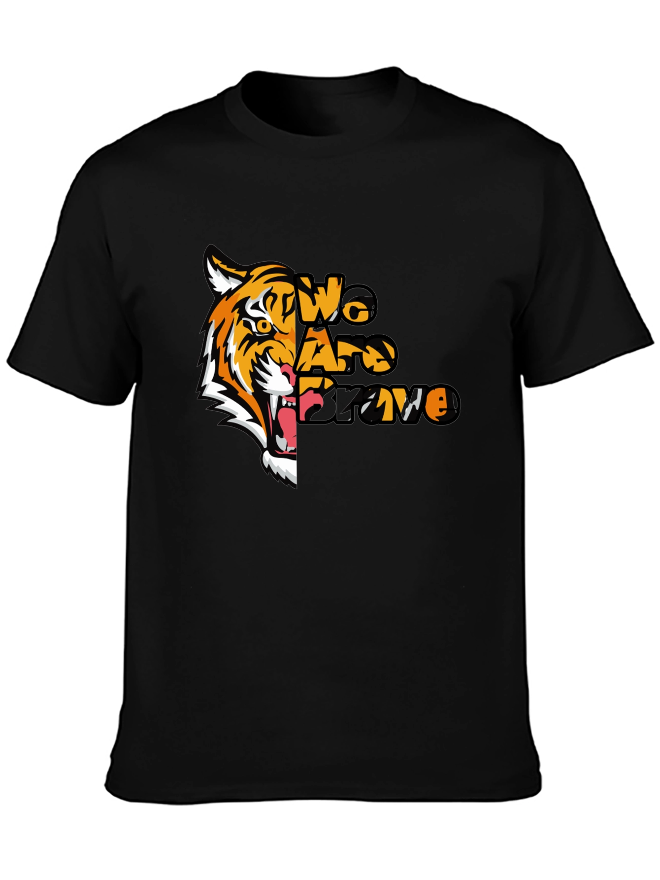 We Are Brave Tiger Graphic T-Shirt - Black