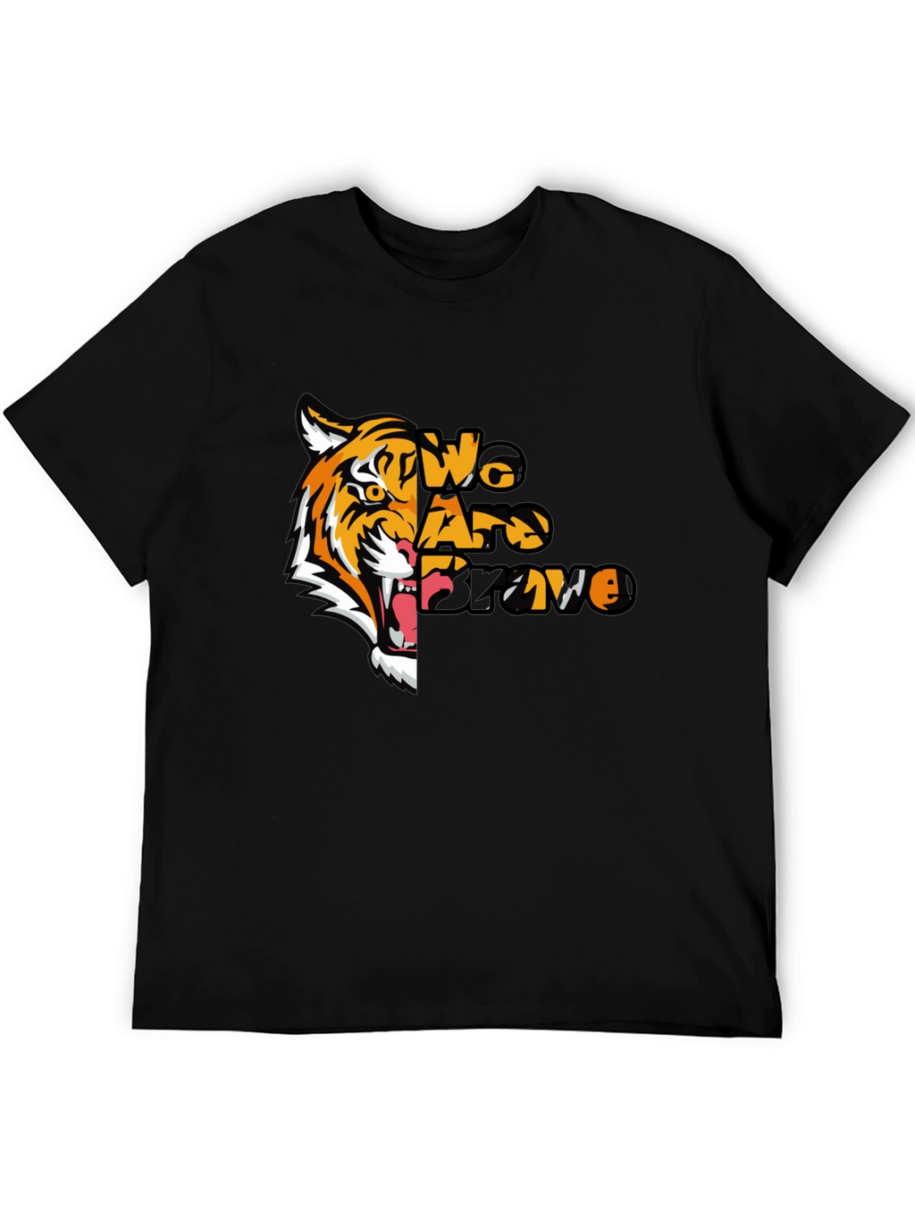 We Are Brave Tiger Graphic T-Shirt - Black