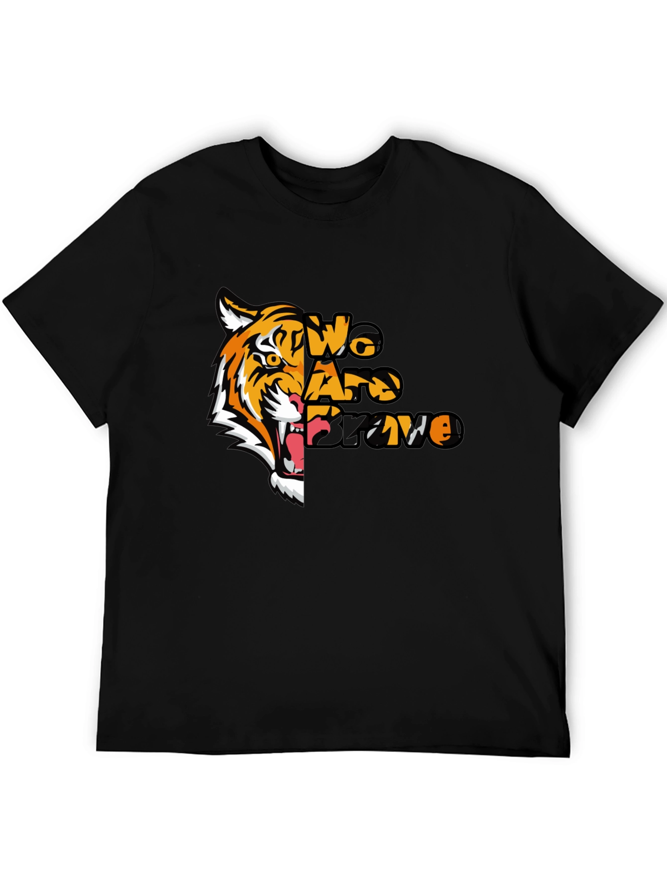 We Are Brave Tiger Graphic T-Shirt - Black