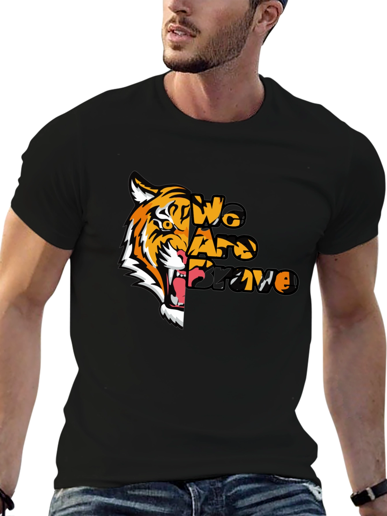 We Are Brave Tiger Graphic T-Shirt - Black
