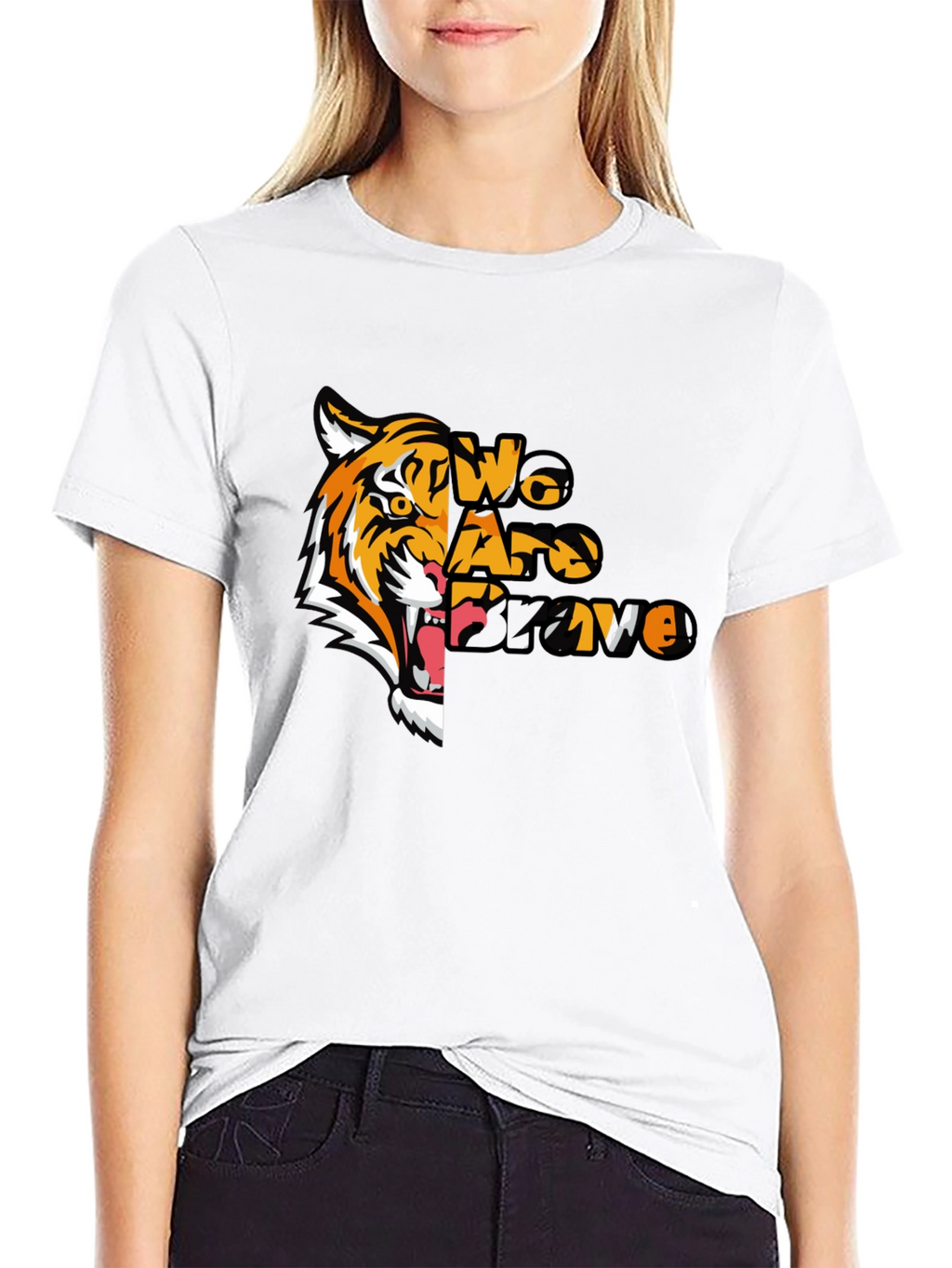 We Are Brave Tiger Graphic T-Shirt - Black