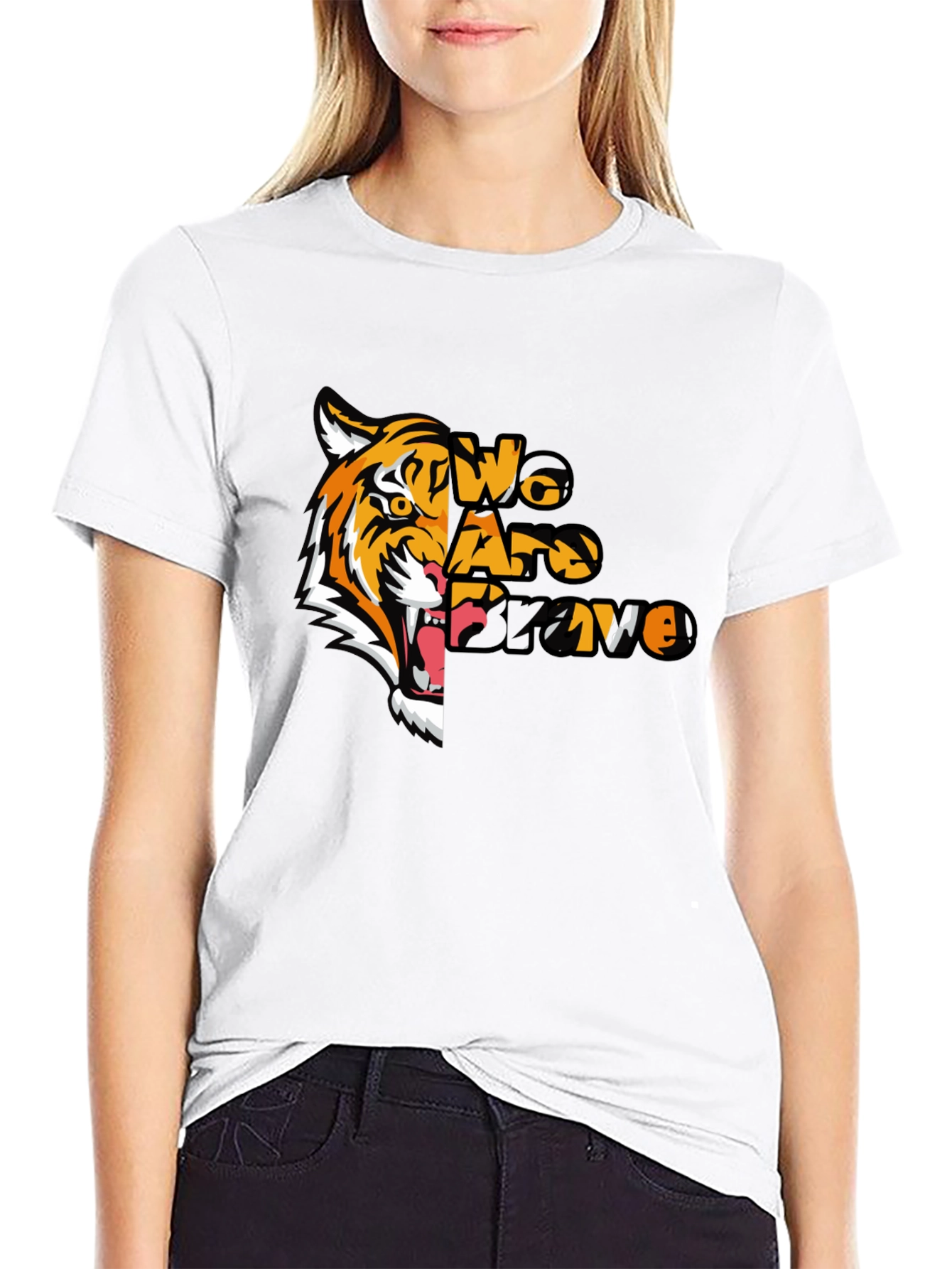 We Are Brave Tiger Graphic T-Shirt - Black