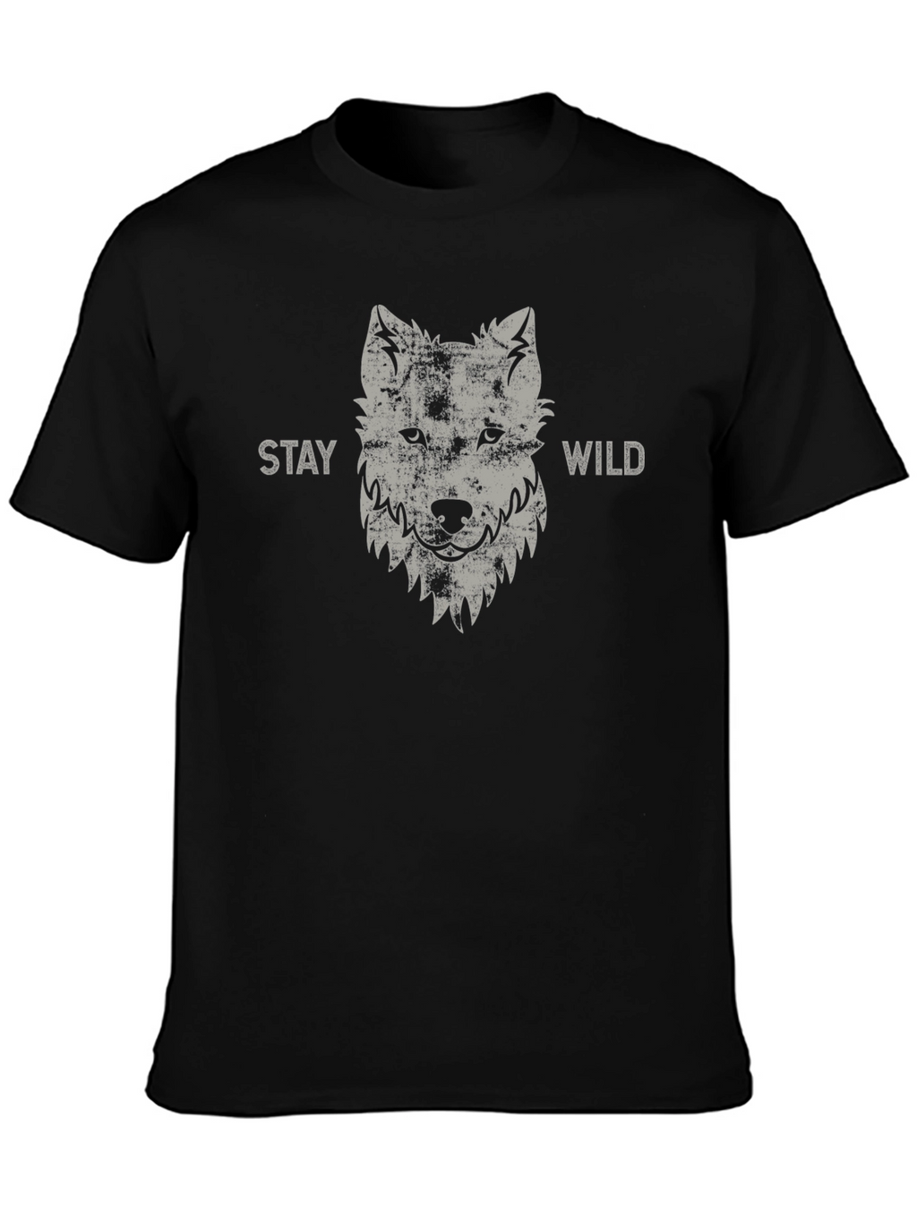 Stay Wild Wolf Graphic Tee - Black