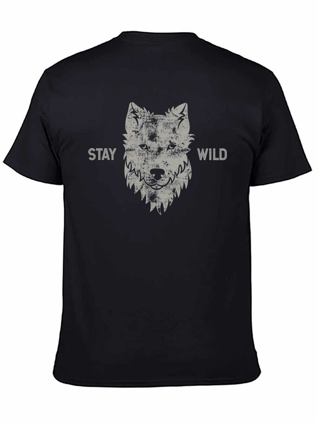 Stay Wild Wolf Graphic Tee - Black