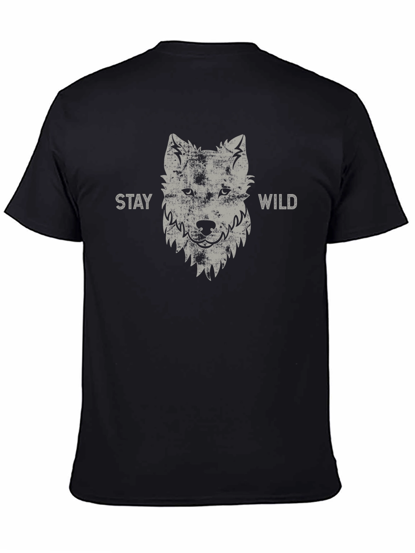 Stay Wild Wolf Graphic Tee - Black