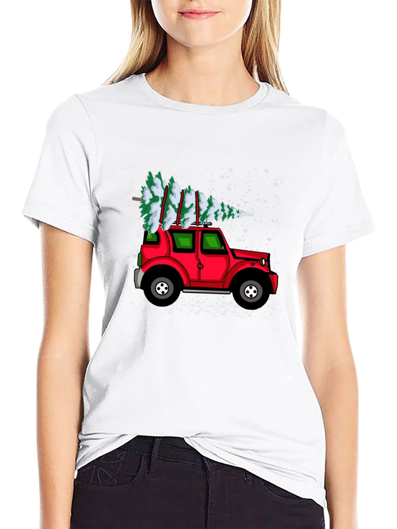 Festive Red Car Christmas Tree T-Shirt