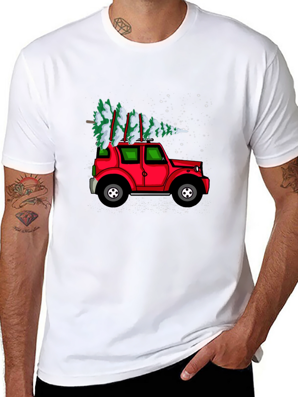 Festive Red Car Christmas Tree T-Shirt