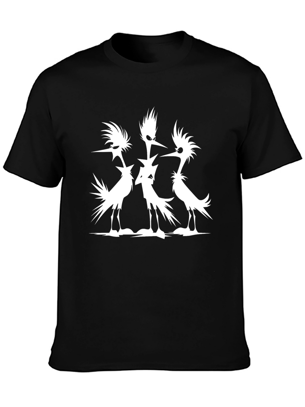 Mens Black T-Shirt with Silhouetted Bird Design