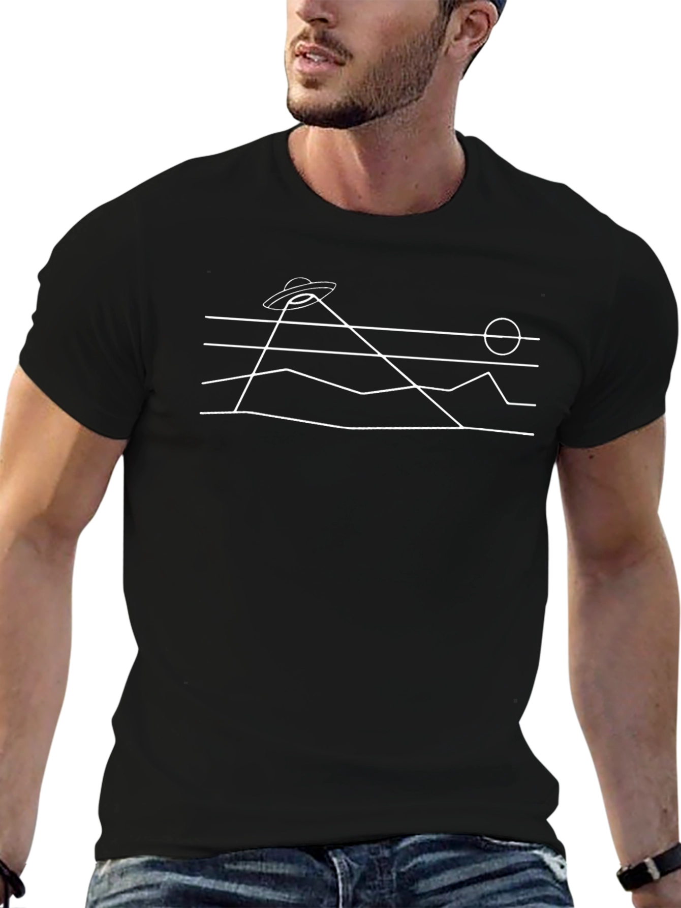 UFO Abduction Black Graphic Tee