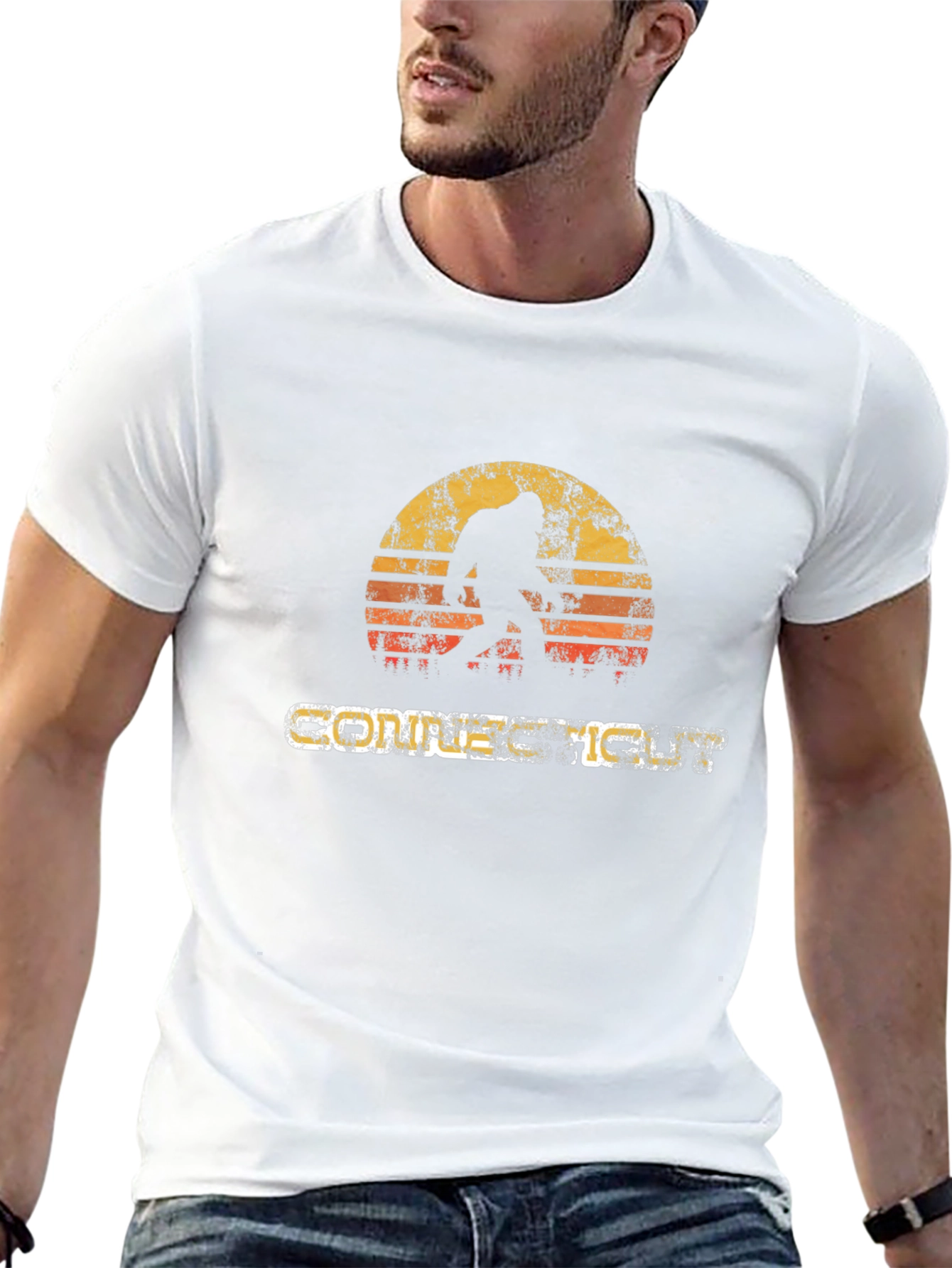 Retro Bigfoot Sunset T-Shirt - Cryptid Lover Tee