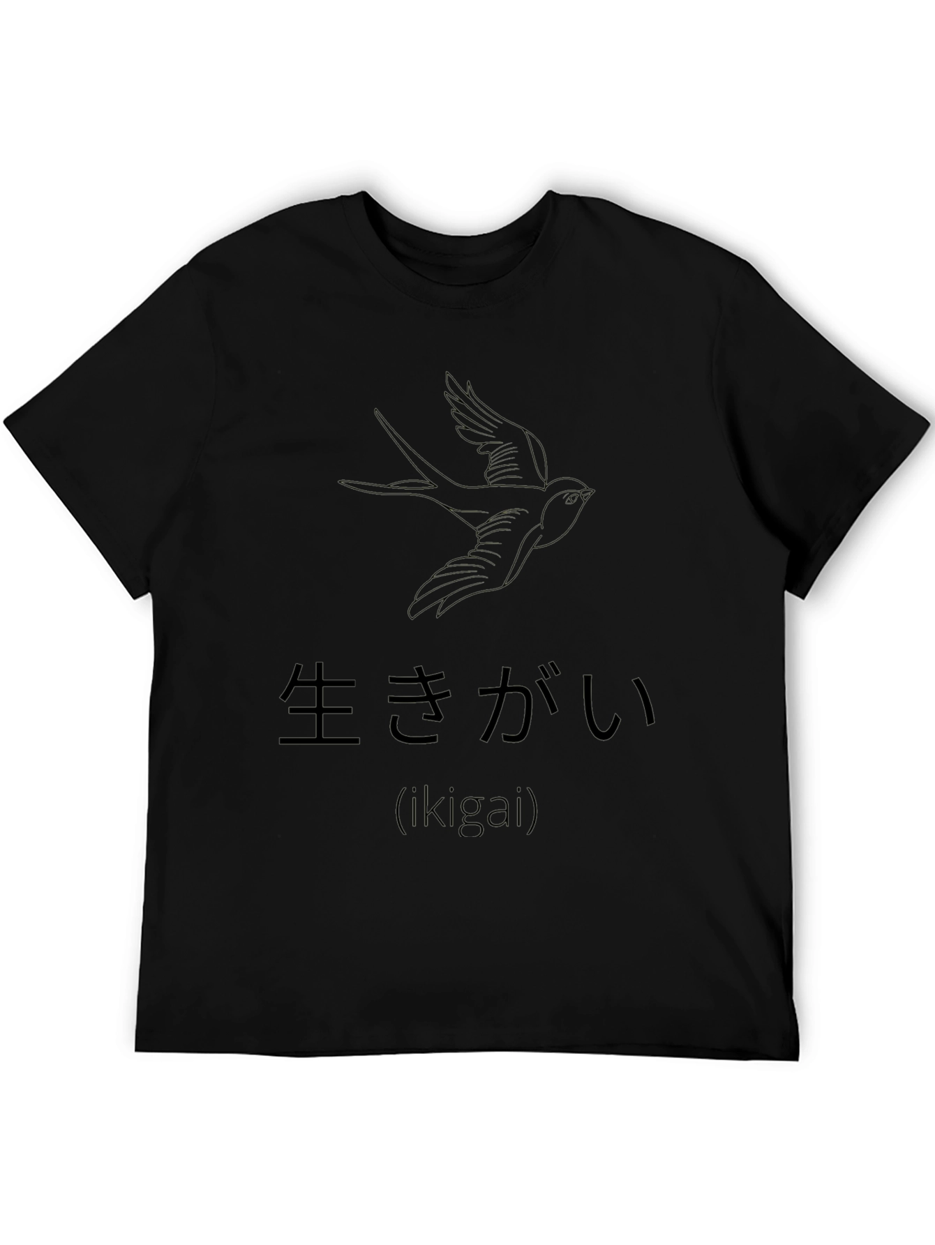 Ikigai Bird Graphic Black T-Shirt