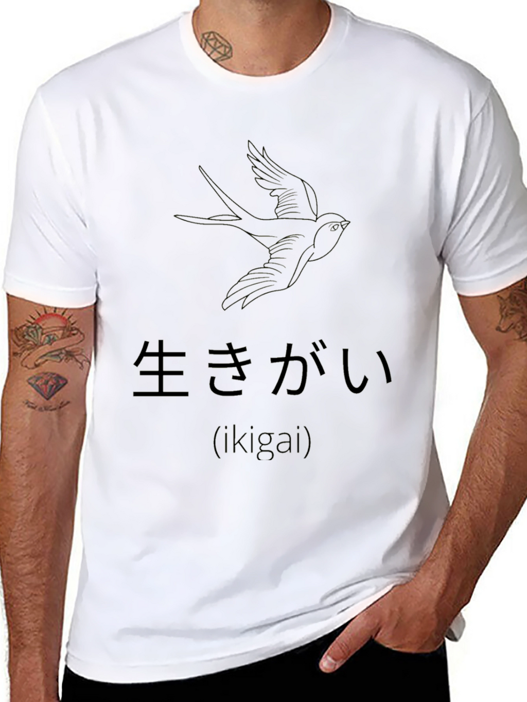 Ikigai Bird Graphic Black T-Shirt
