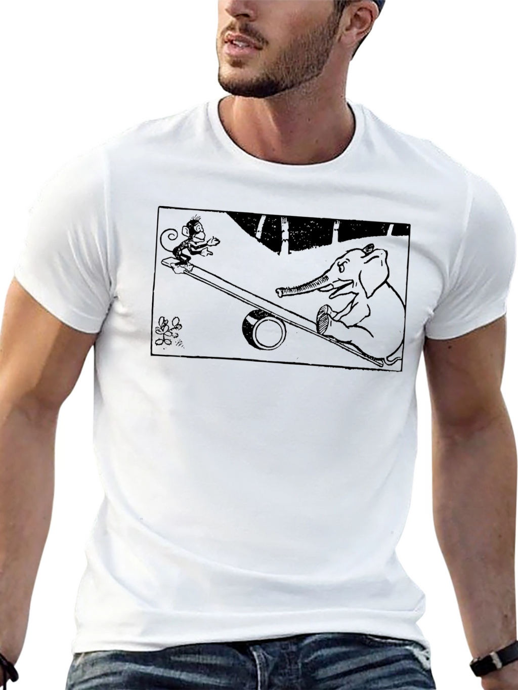 Monkey & Elephant See-Saw Graphic Tee