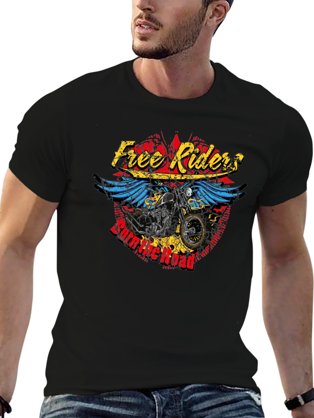 Free Riders Motorcycle Graphic T-Shirt - Black