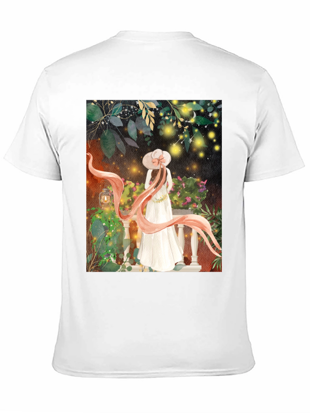 Elegant Woman Balcony Art T-Shirt