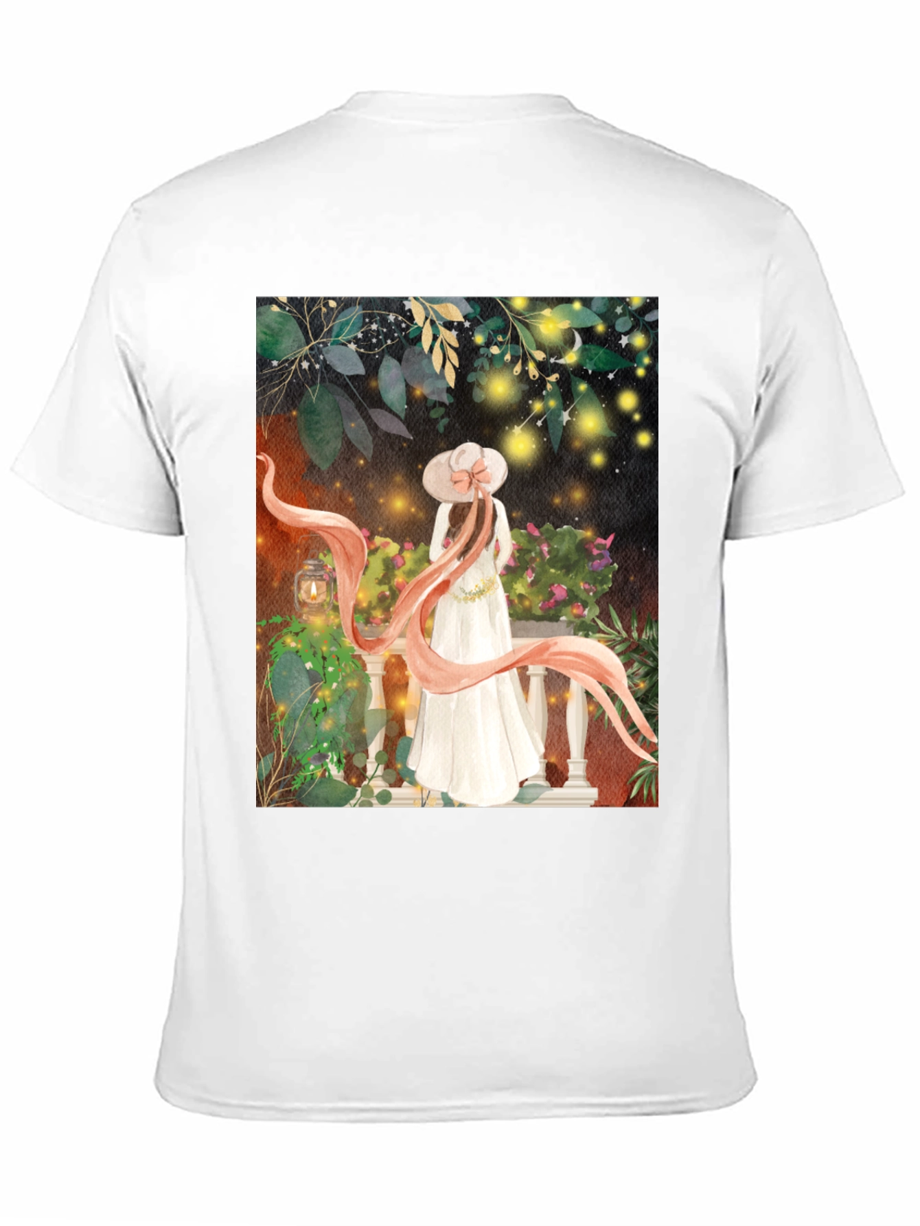 Elegant Woman Balcony Art T-Shirt
