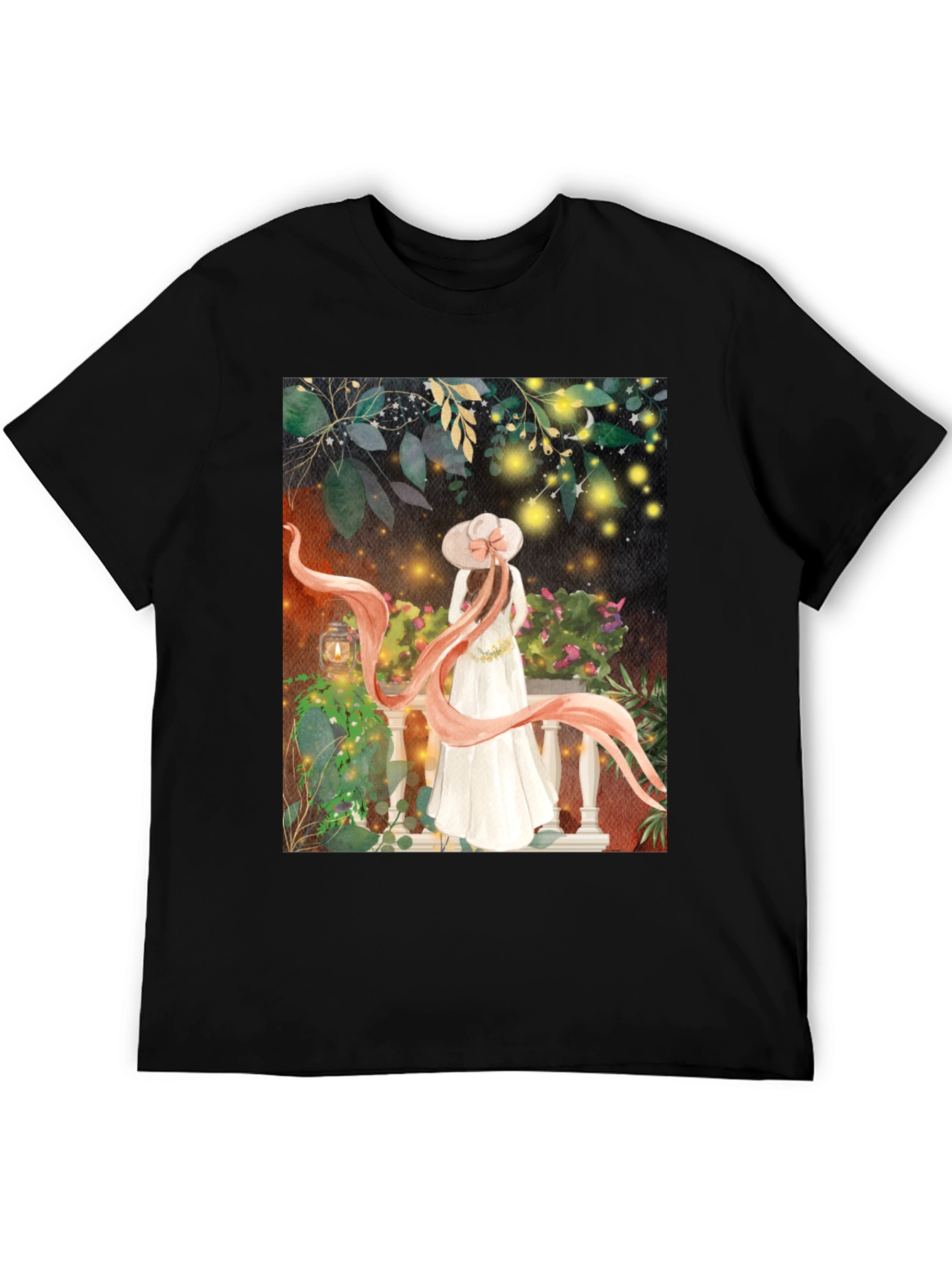 Elegant Woman Balcony Art T-Shirt