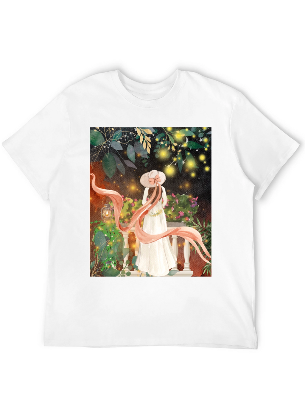 Elegant Woman Balcony Art T-Shirt