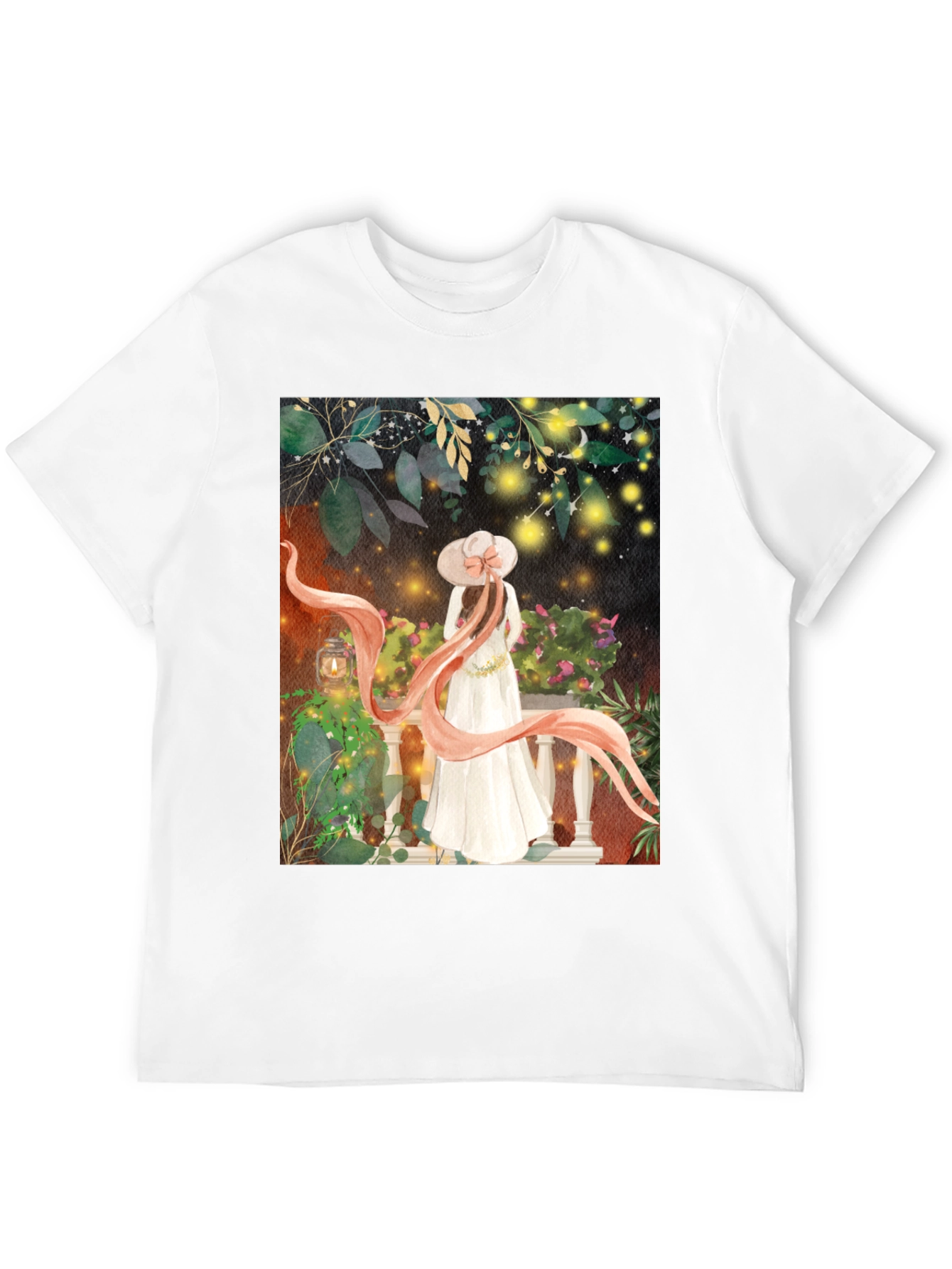 Elegant Woman Balcony Art T-Shirt