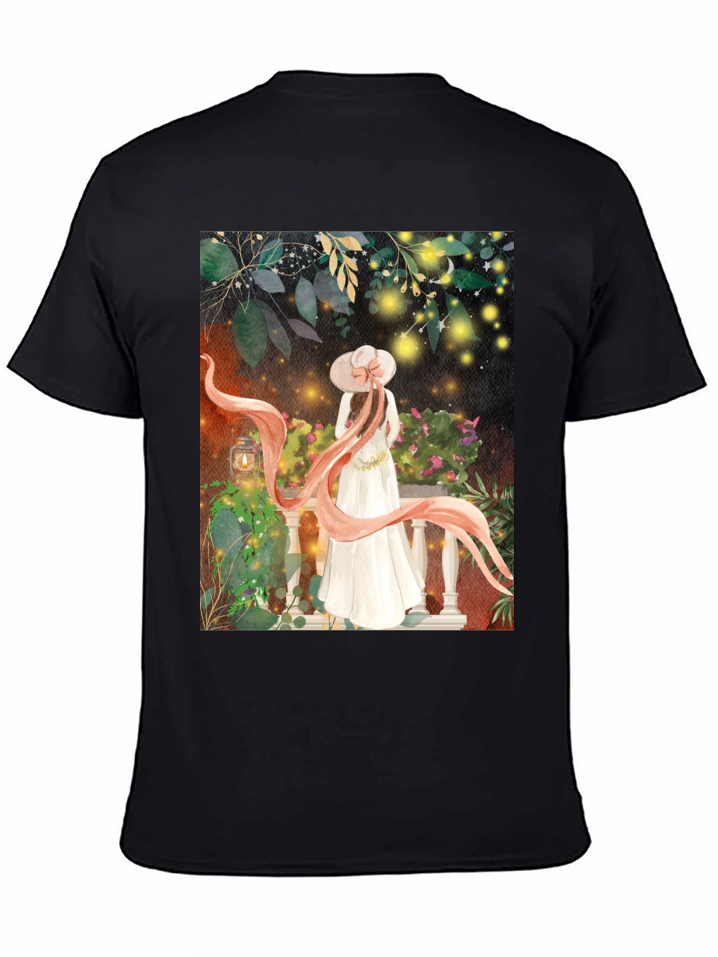 Elegant Woman Balcony Art T-Shirt