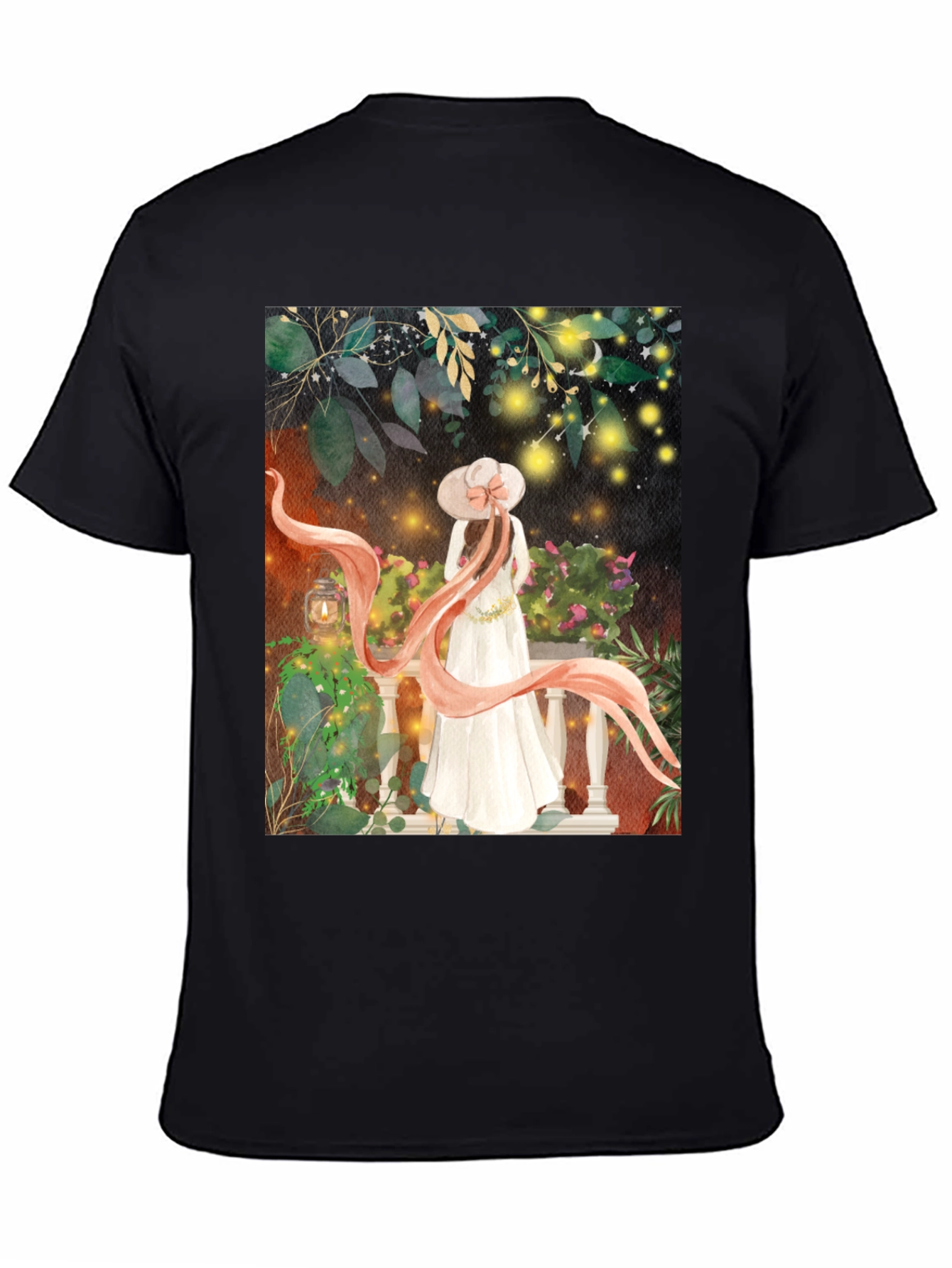 Elegant Woman Balcony Art T-Shirt