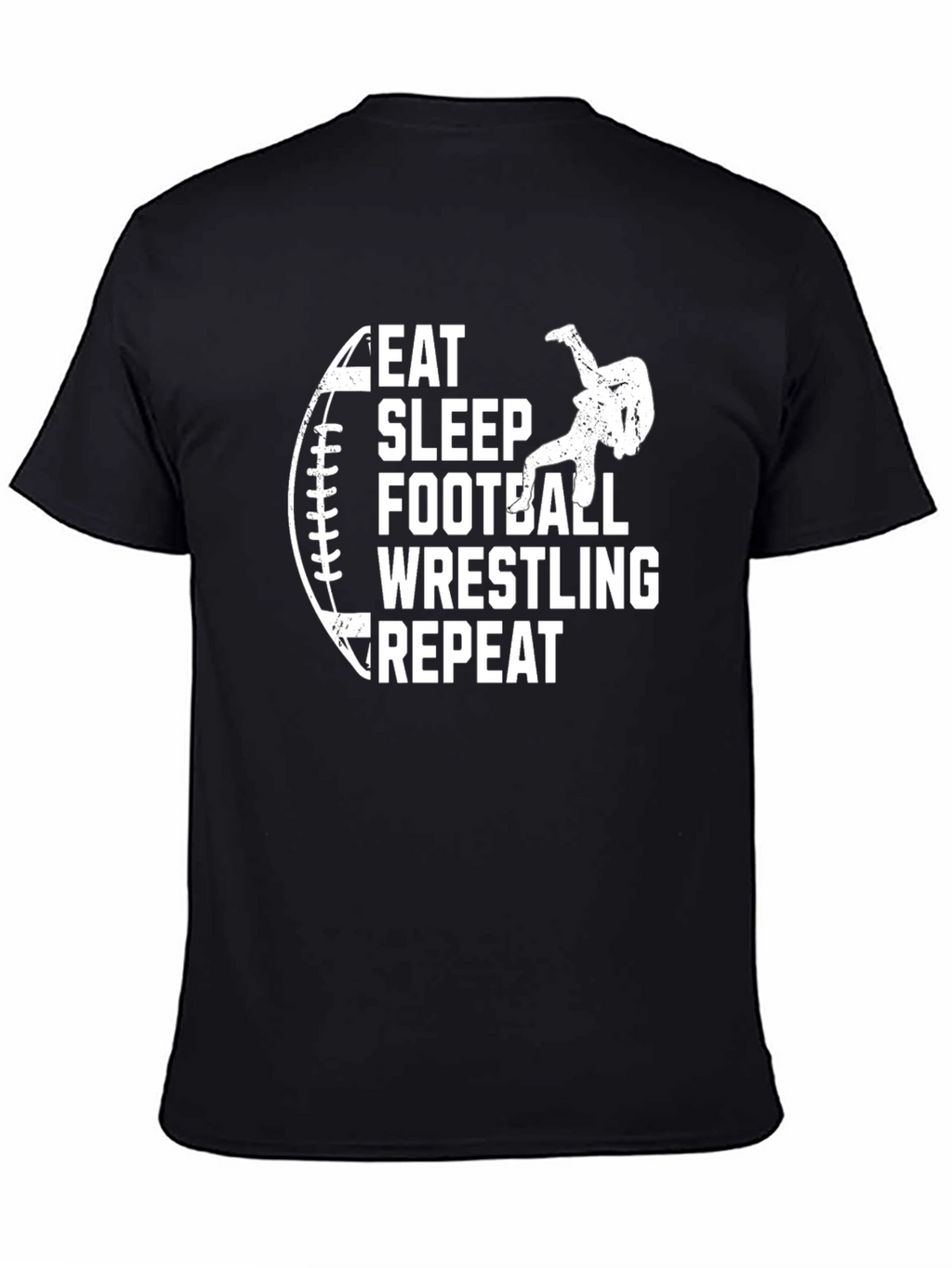 Eat Sleep Football Wrestling Repeat Black T-Shirt