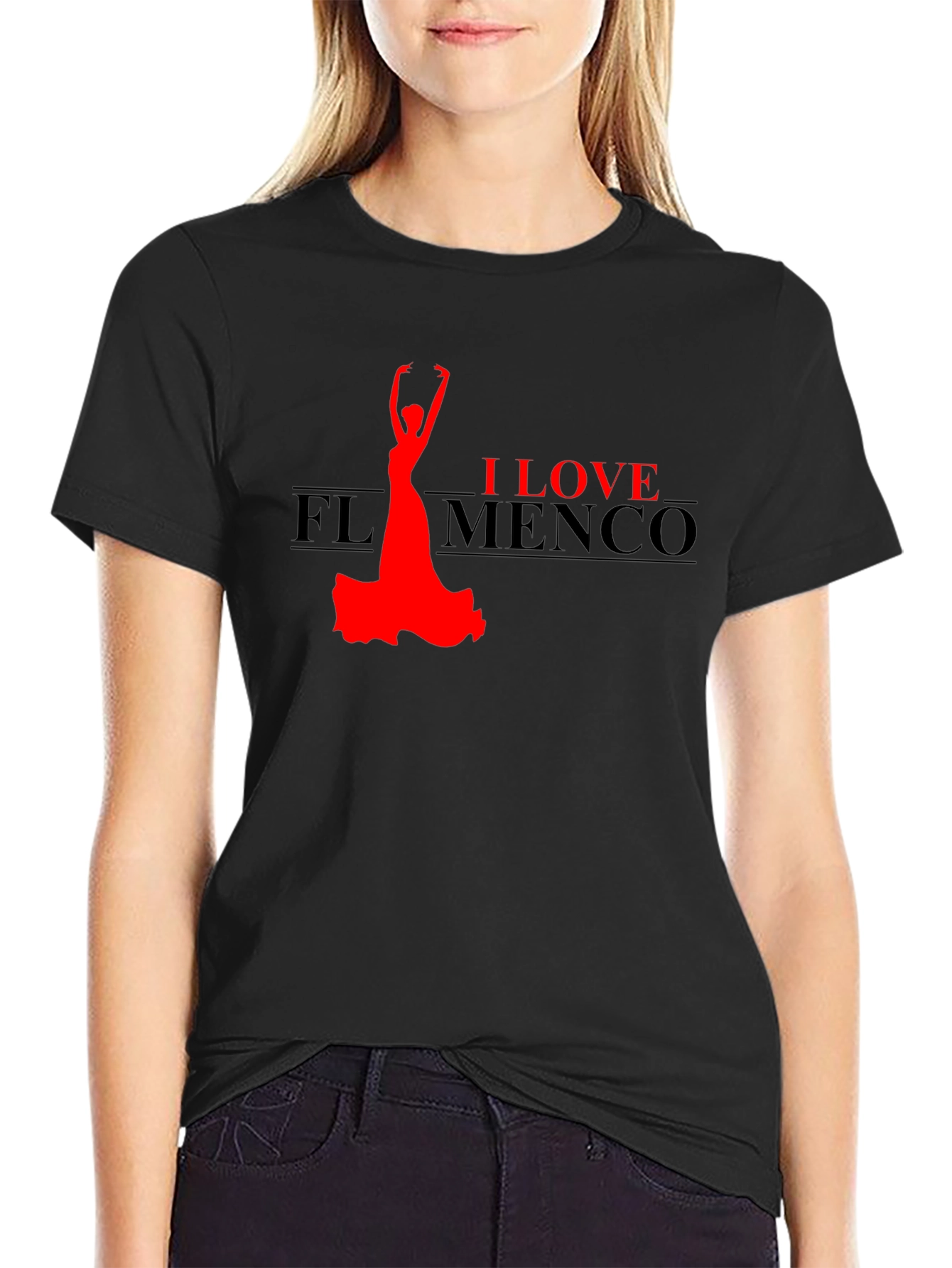 I Love Flamenco Black T-Shirt Dance Passion