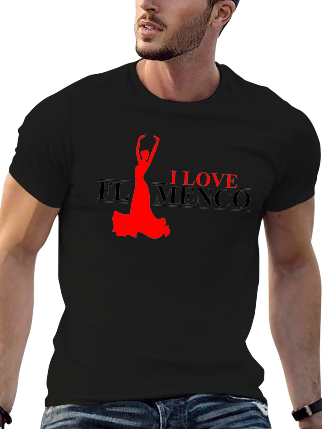I Love Flamenco Black T-Shirt Dance Passion