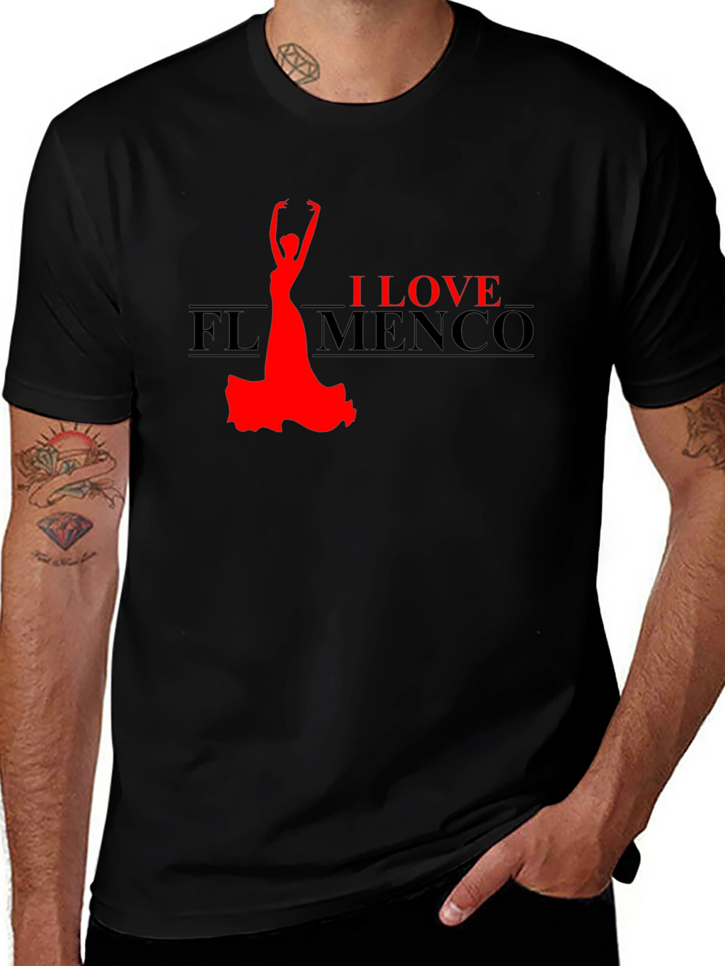 I Love Flamenco Black T-Shirt Dance Passion