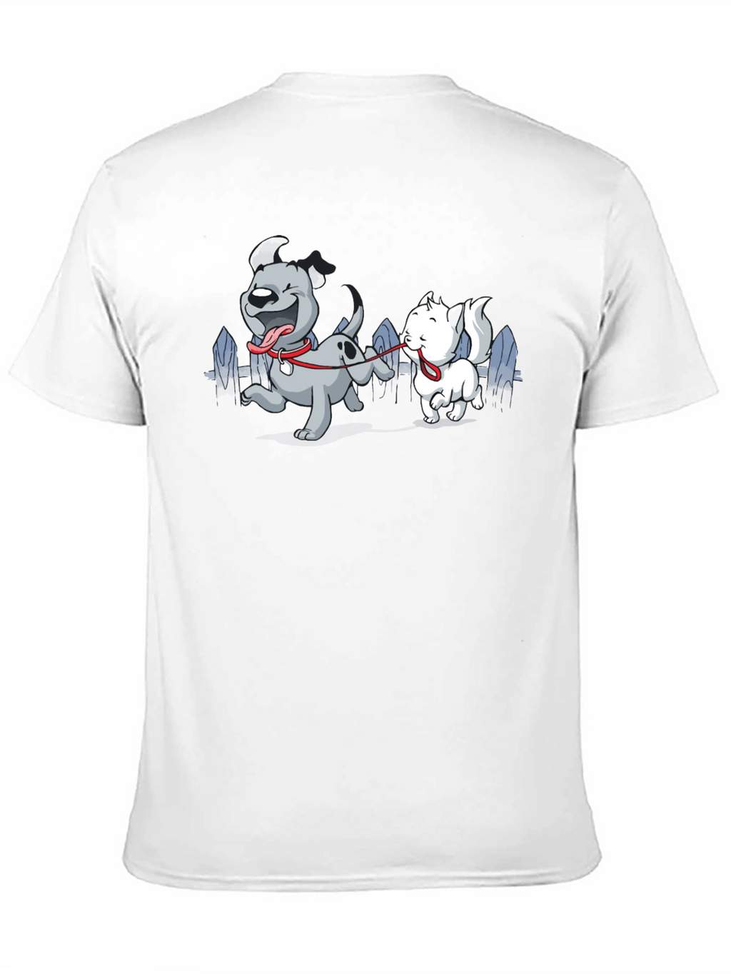 Dog & Cat Cartoon Graphic Black T-Shirt