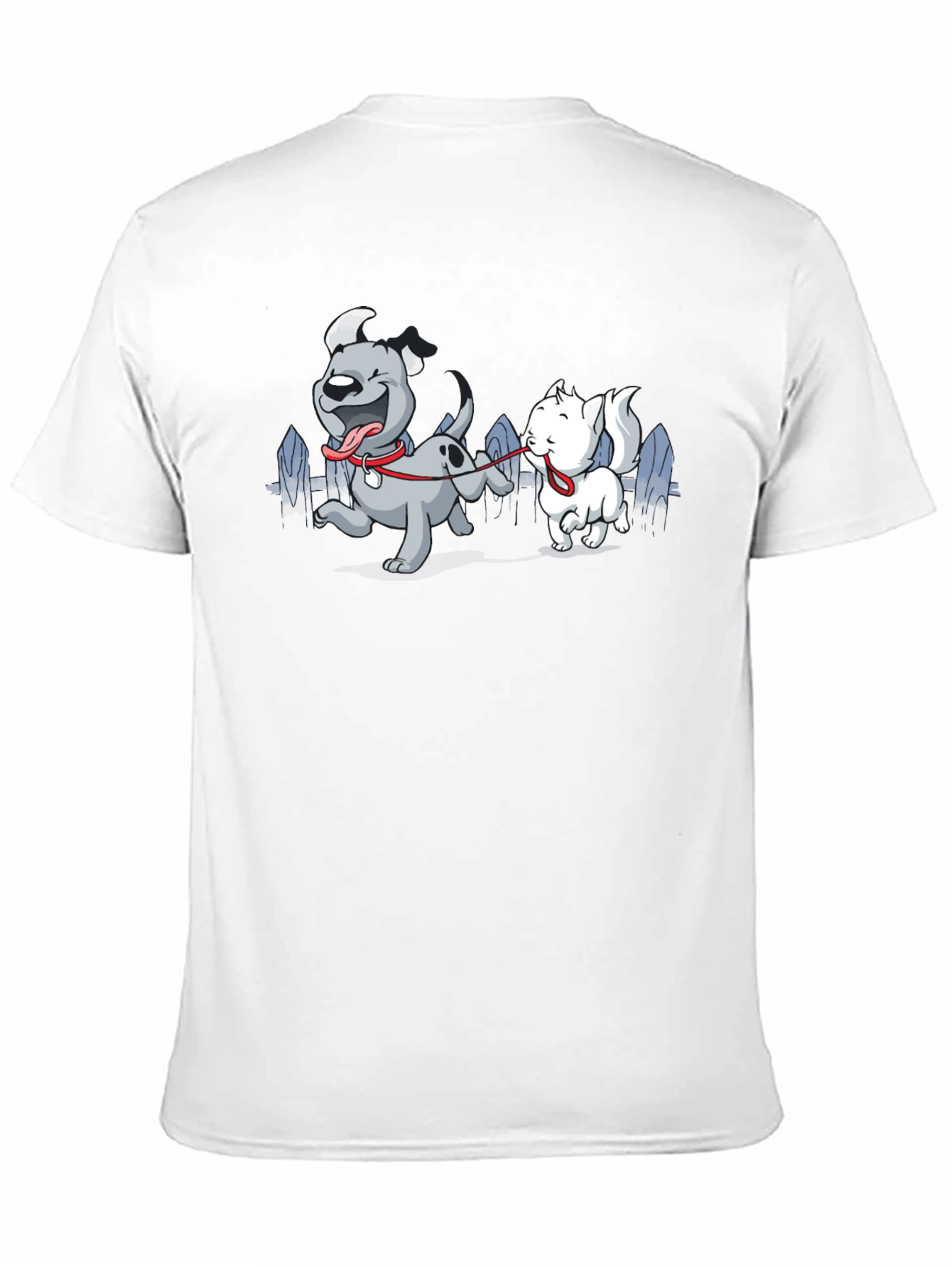 Dog & Cat Cartoon Graphic Black T-Shirt