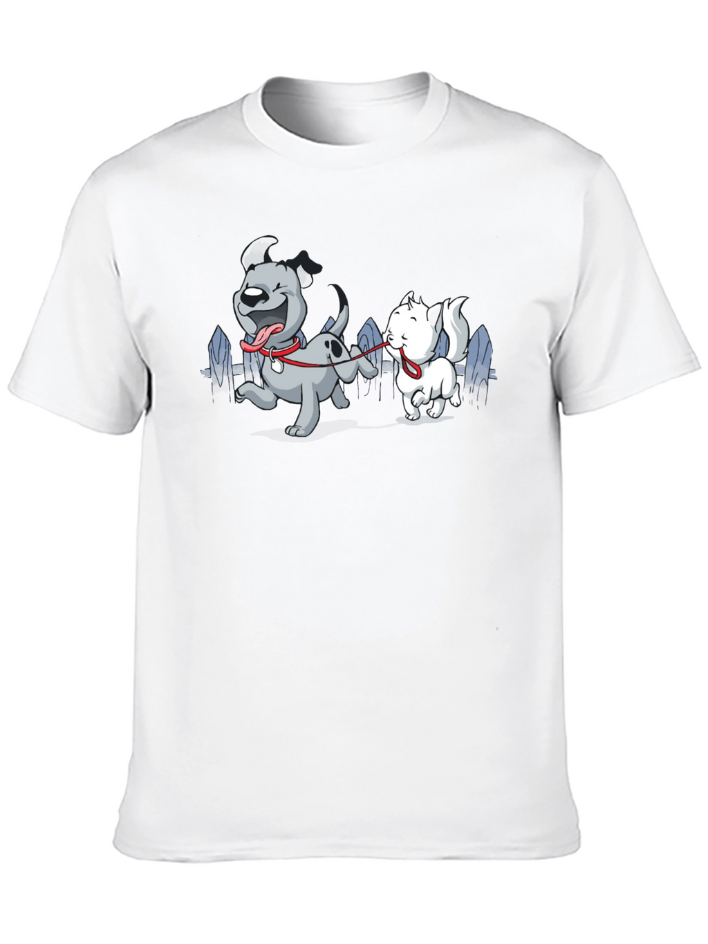 Dog & Cat Cartoon Graphic Black T-Shirt