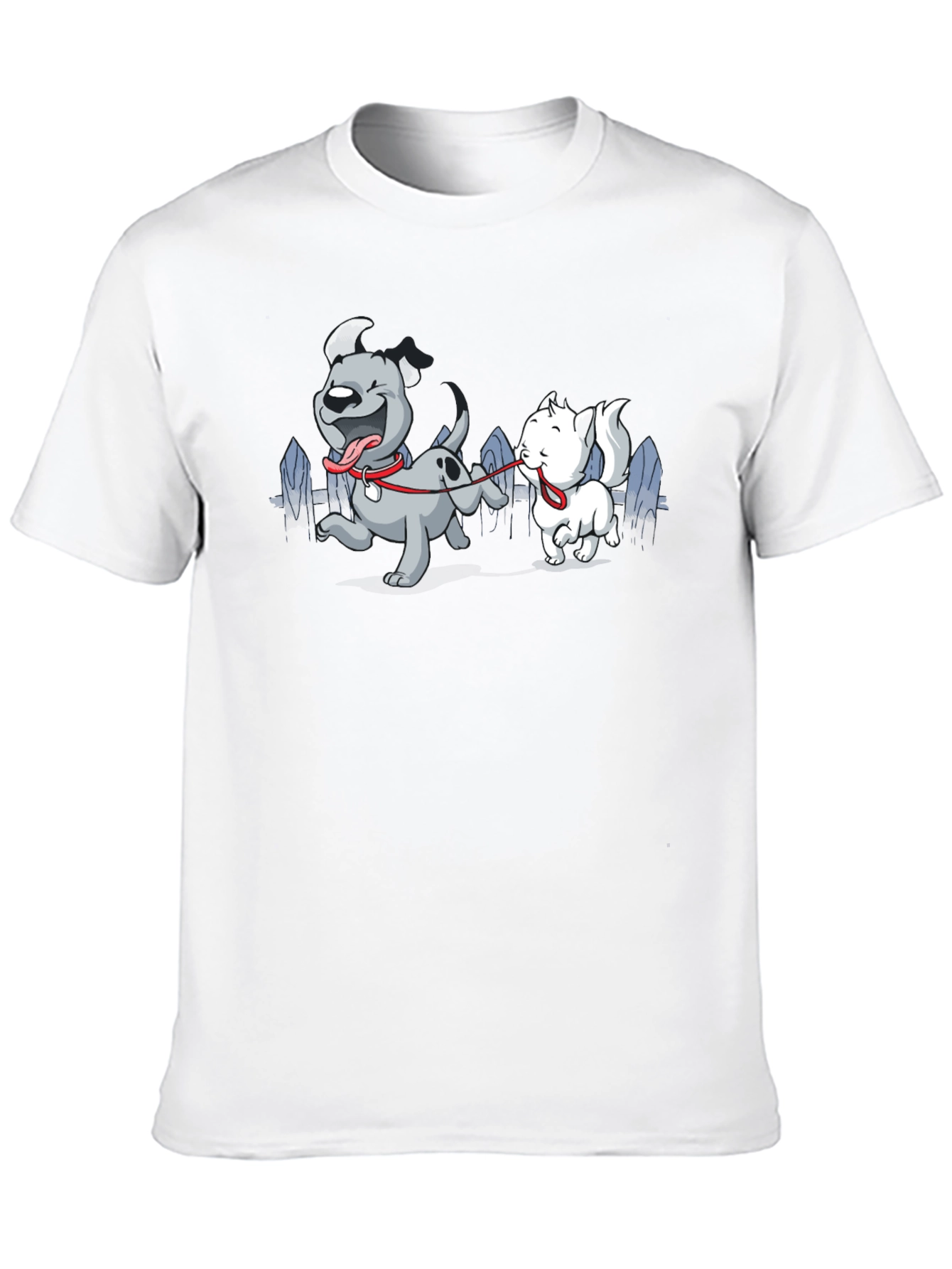 Dog & Cat Cartoon Graphic Black T-Shirt