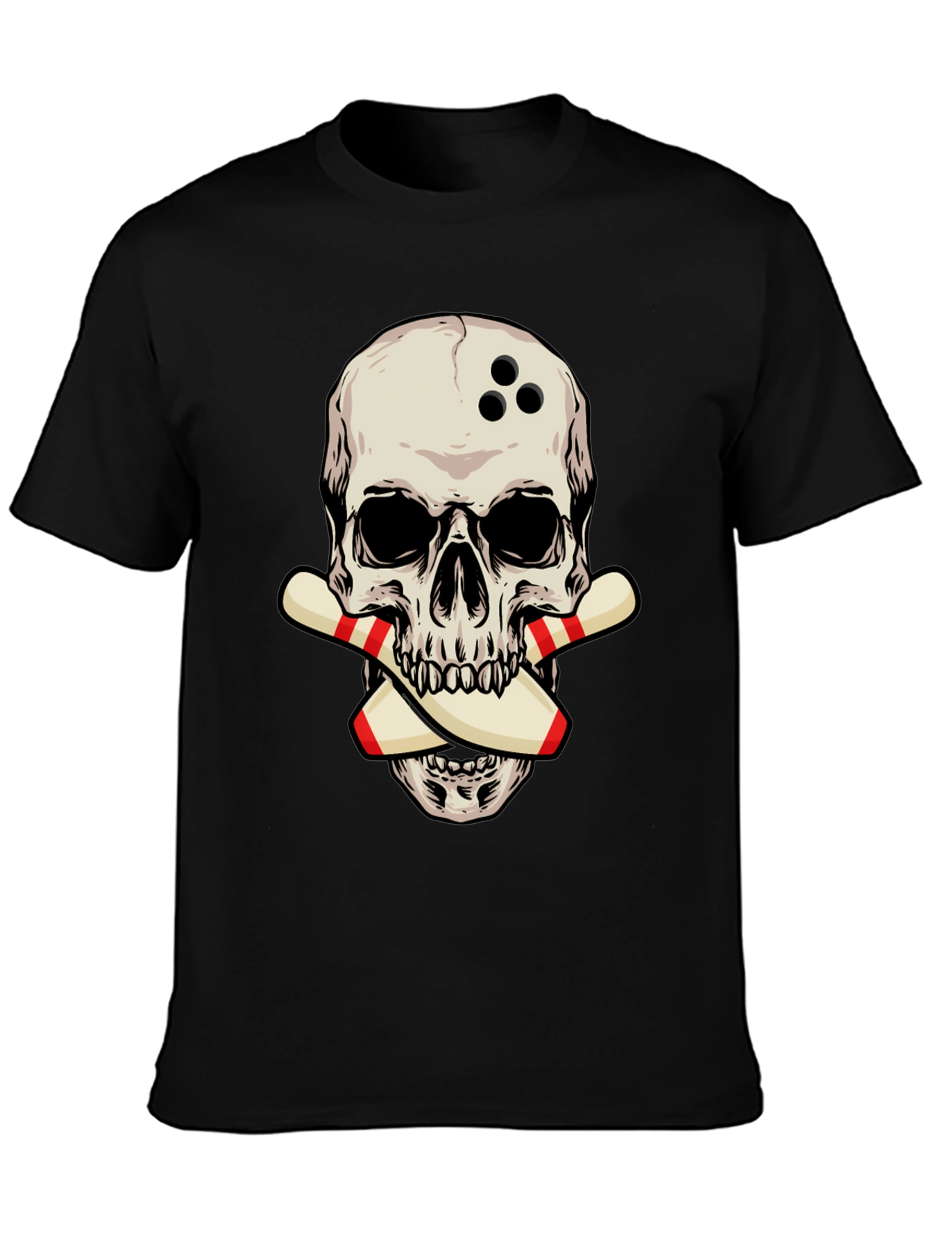 Bowling Skull Graphic Tee - Strike a Stylish Look