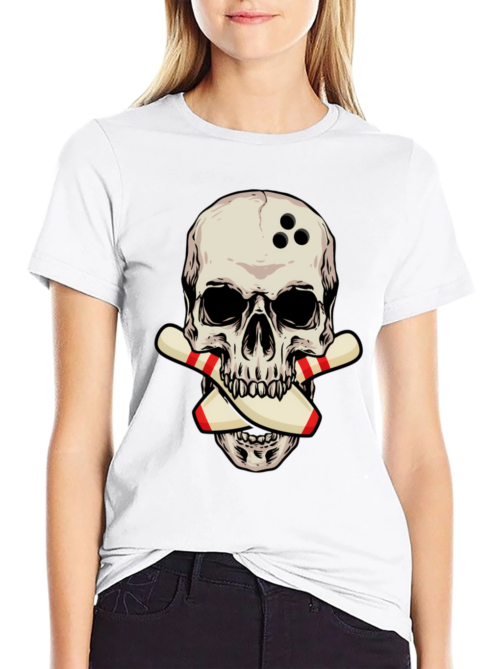Bowling Skull Graphic Tee - Strike a Stylish Look