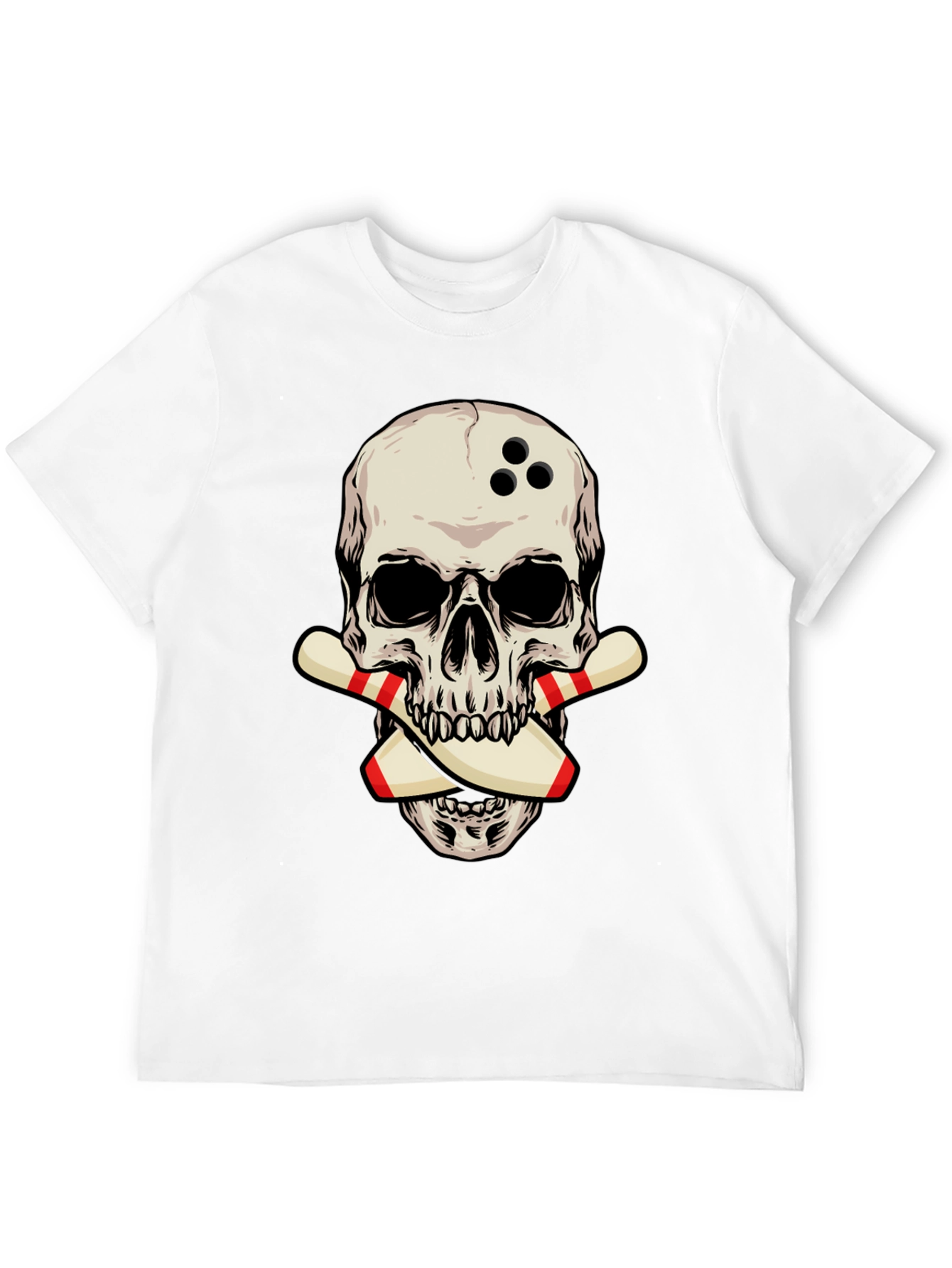 Bowling Skull Graphic Tee - Strike a Stylish Look