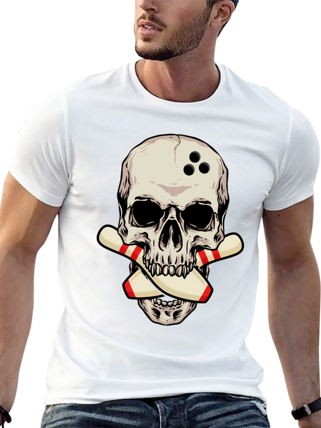 Bowling Skull Graphic Tee - Strike a Stylish Look