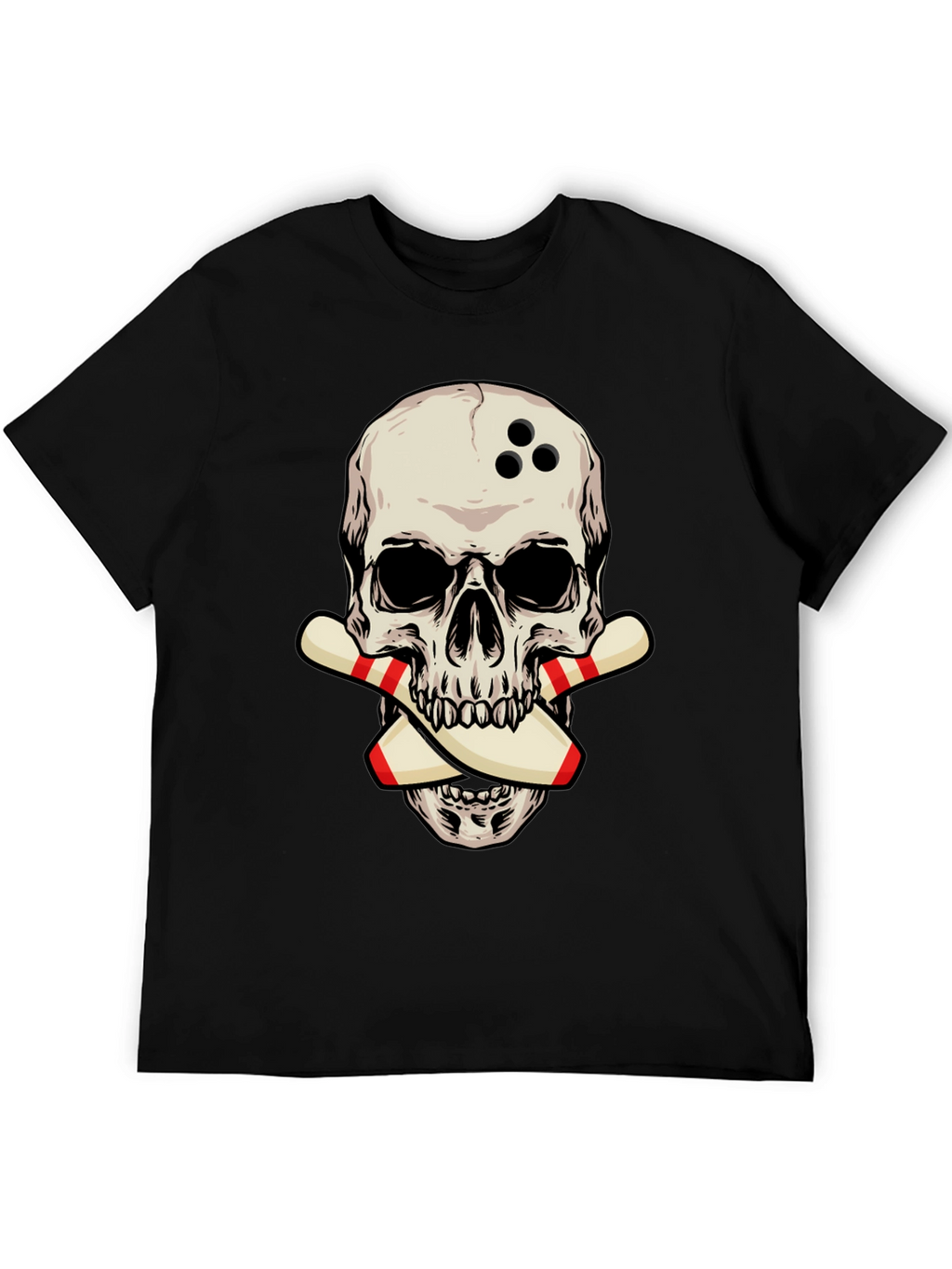 Bowling Skull Graphic Tee - Strike a Stylish Look