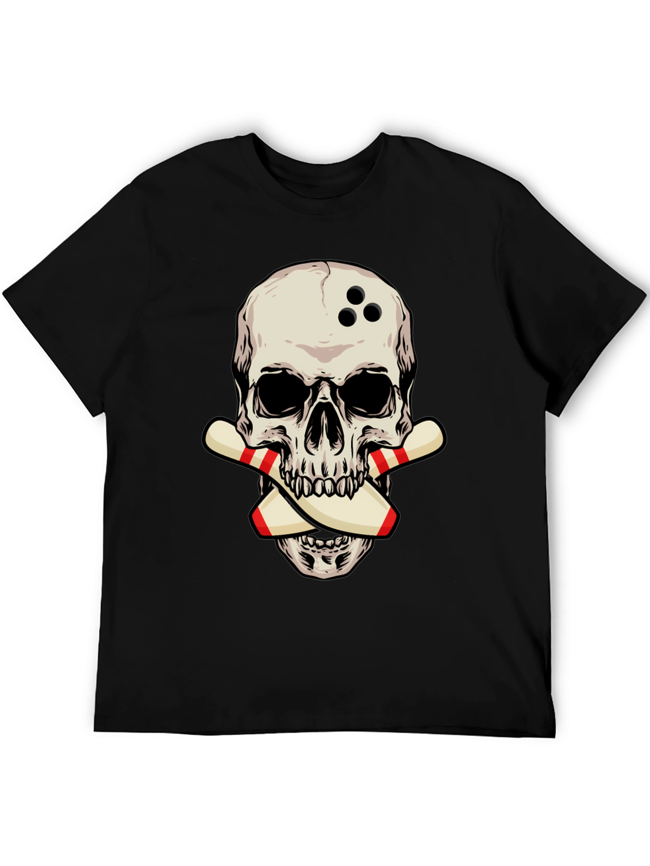 Bowling Skull Graphic Tee - Strike a Stylish Look