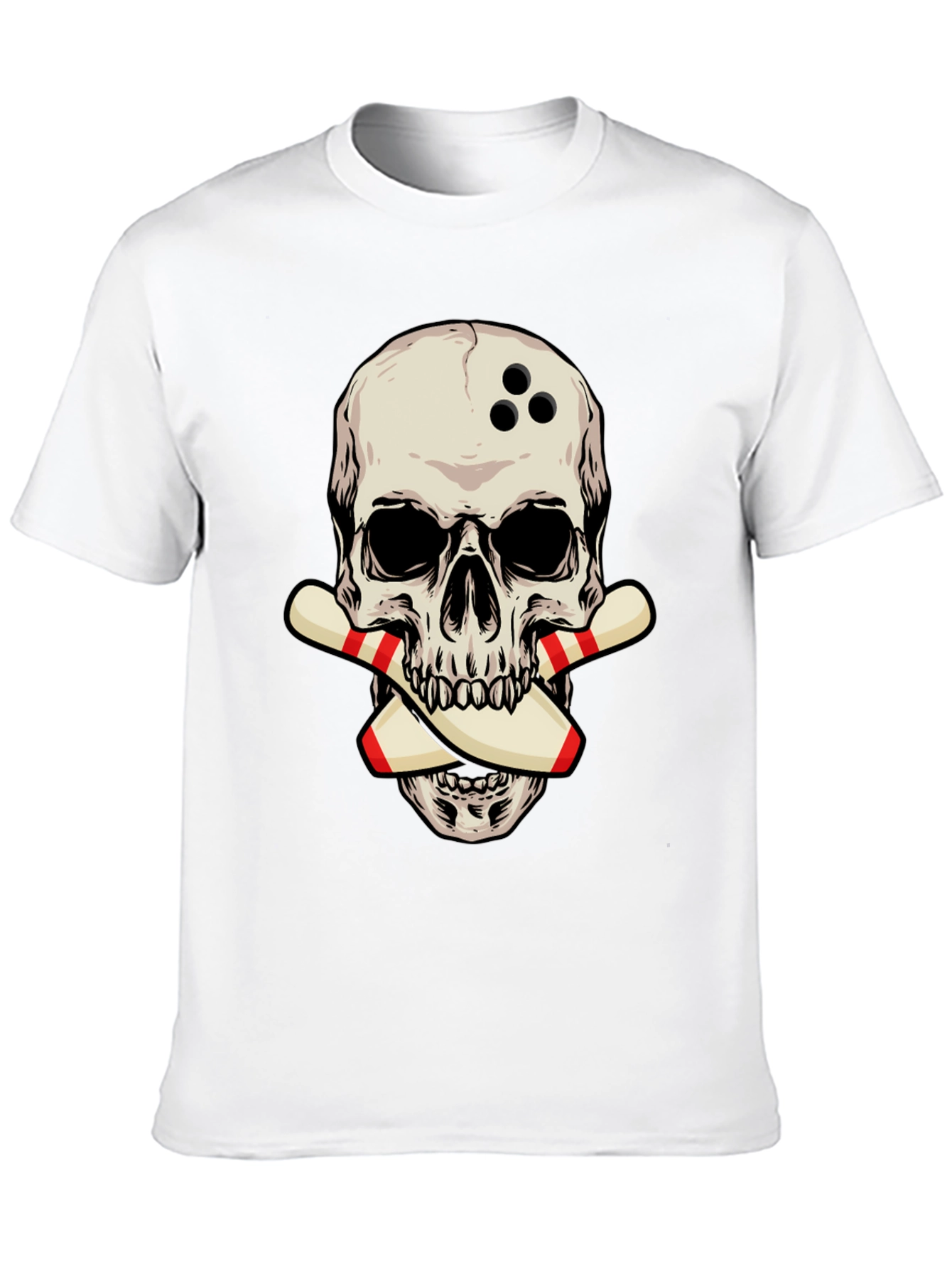 Bowling Skull Graphic Tee - Strike a Stylish Look